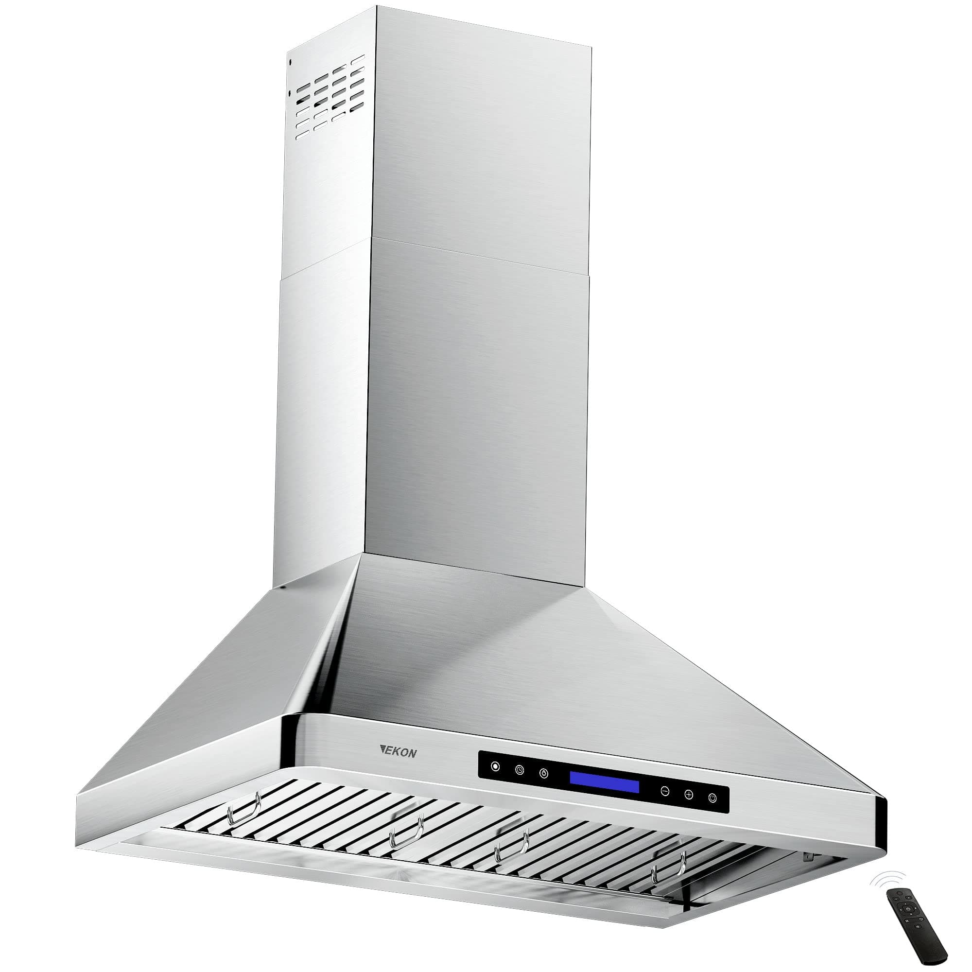 EKON Wall Mount Range Hood 36in,Ducted/Ductless Convertible Range Hoods Stainless Steel 900CFM with 4 Speeds Touch Control LCD Display,Delay Shut Off Function,Dishwasher Baffle Filters (NAP02-R-36")