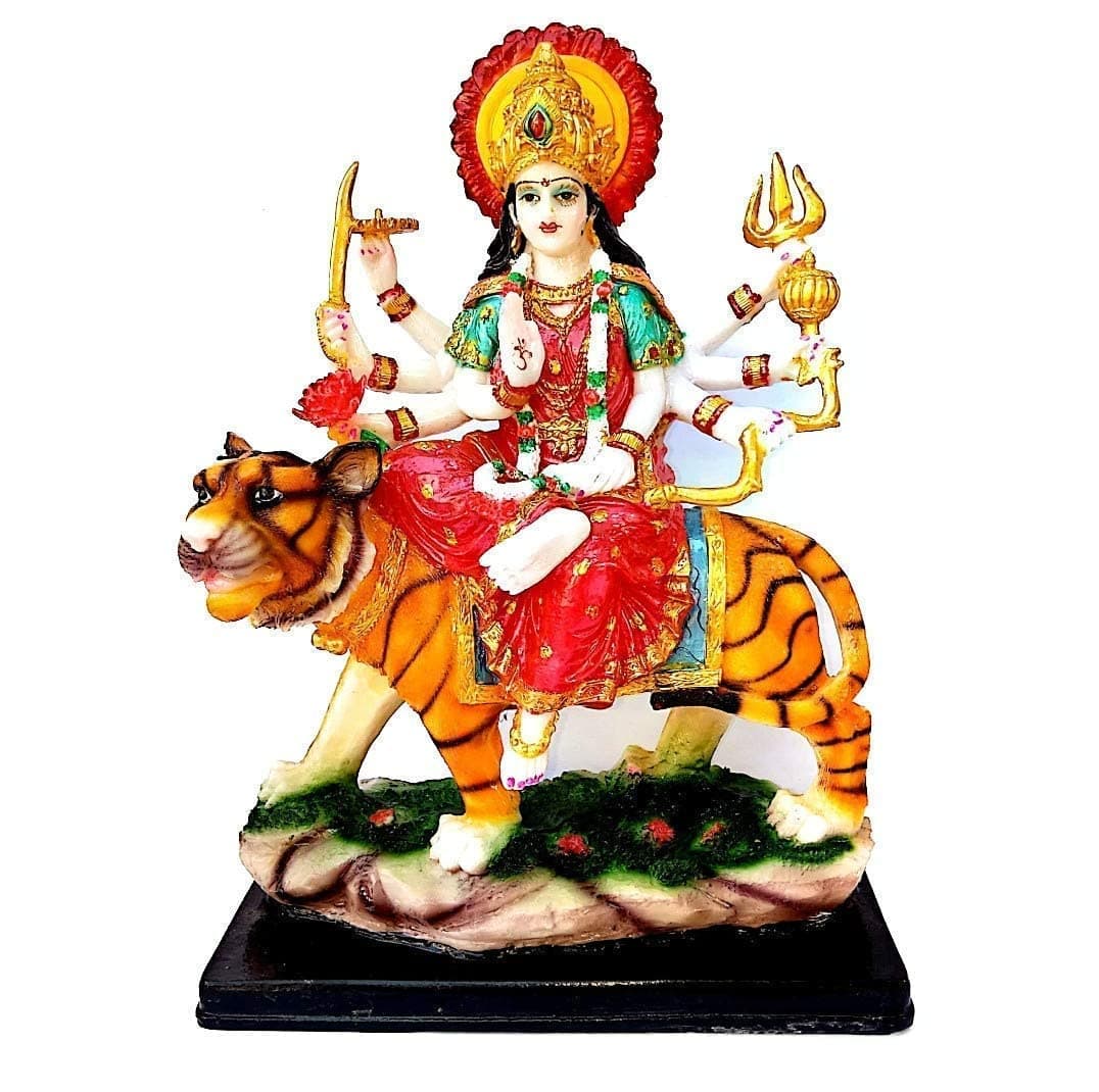 Marble Finish Goddess Maa Durga Devi Idol Statue Sherawali MATA Rani Spiritual Puja Vastu Showpiece Fegurine Religious Murti Pooja Gift Item