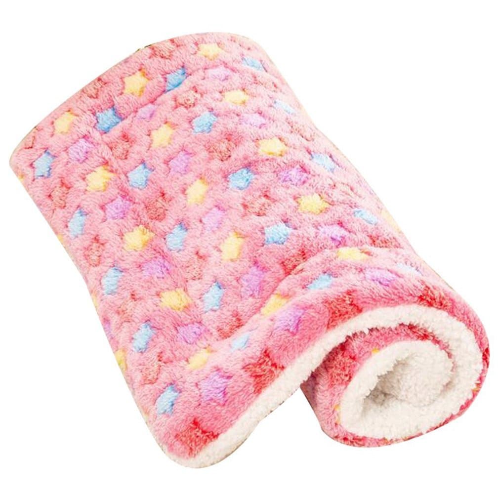 wyhweilong Pet Dog Cat Soft Blanket Puppy Kitten Colorful Star Warm Bed Mat (M, Pink)