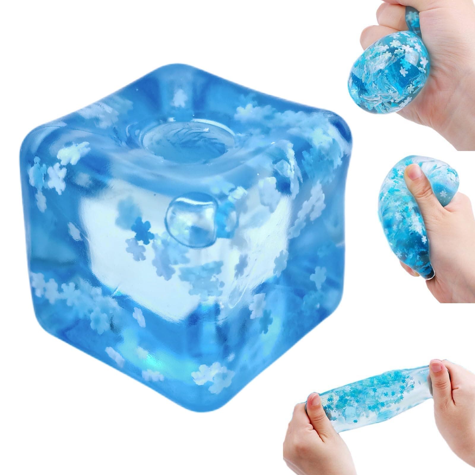 Ice Cube Squishy Toys, Squishy Fidget Toys, Cube Block Stress Balls for Adults Stress Relief