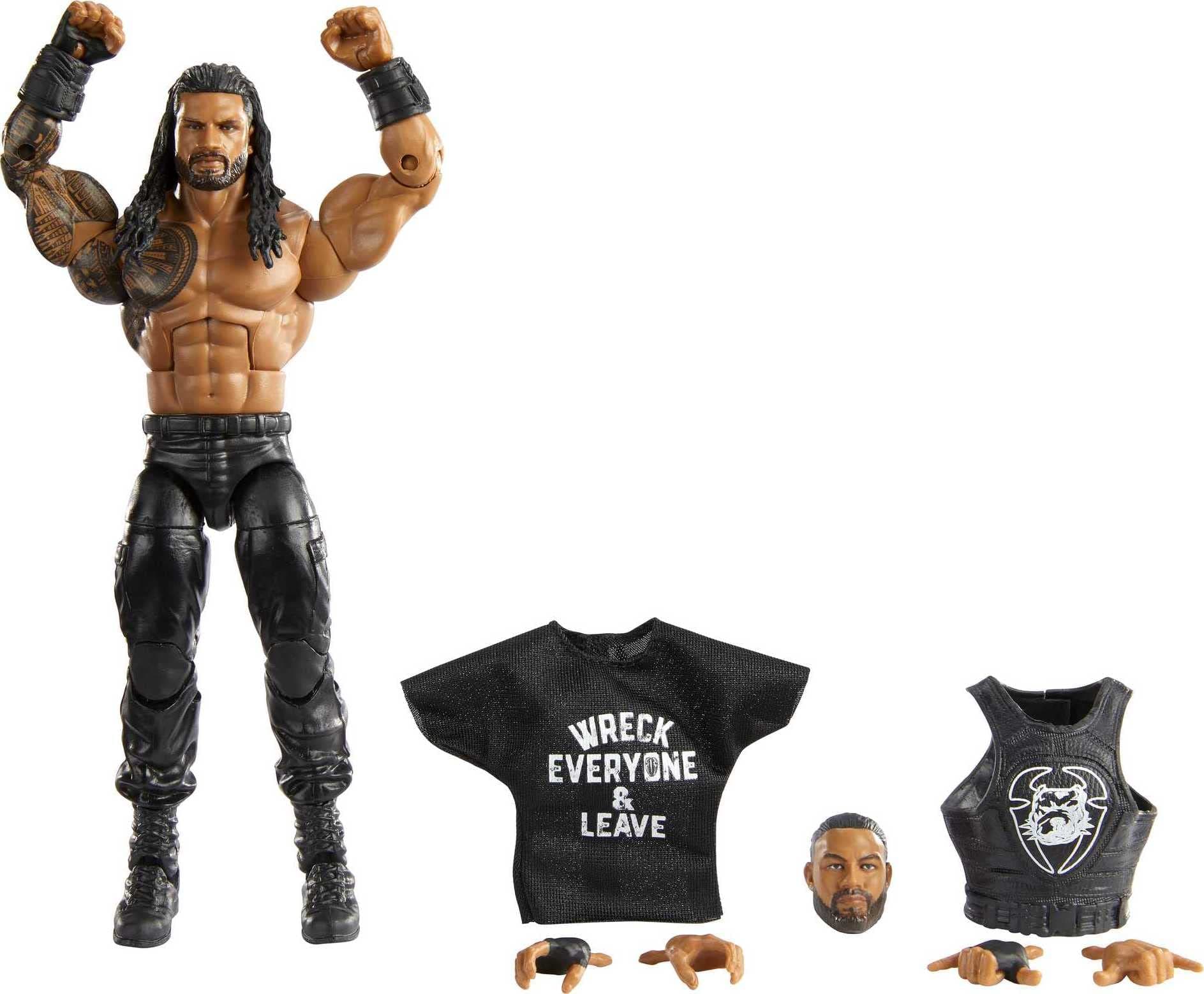 WWE MATTEL Top Picks Elite Roman Reigns 6-inch Action Figure with Deluxe Articulation for Pose and Play, Life-like Detail, Authentic Ring Gear & Accessory, Multi, (GVC04)