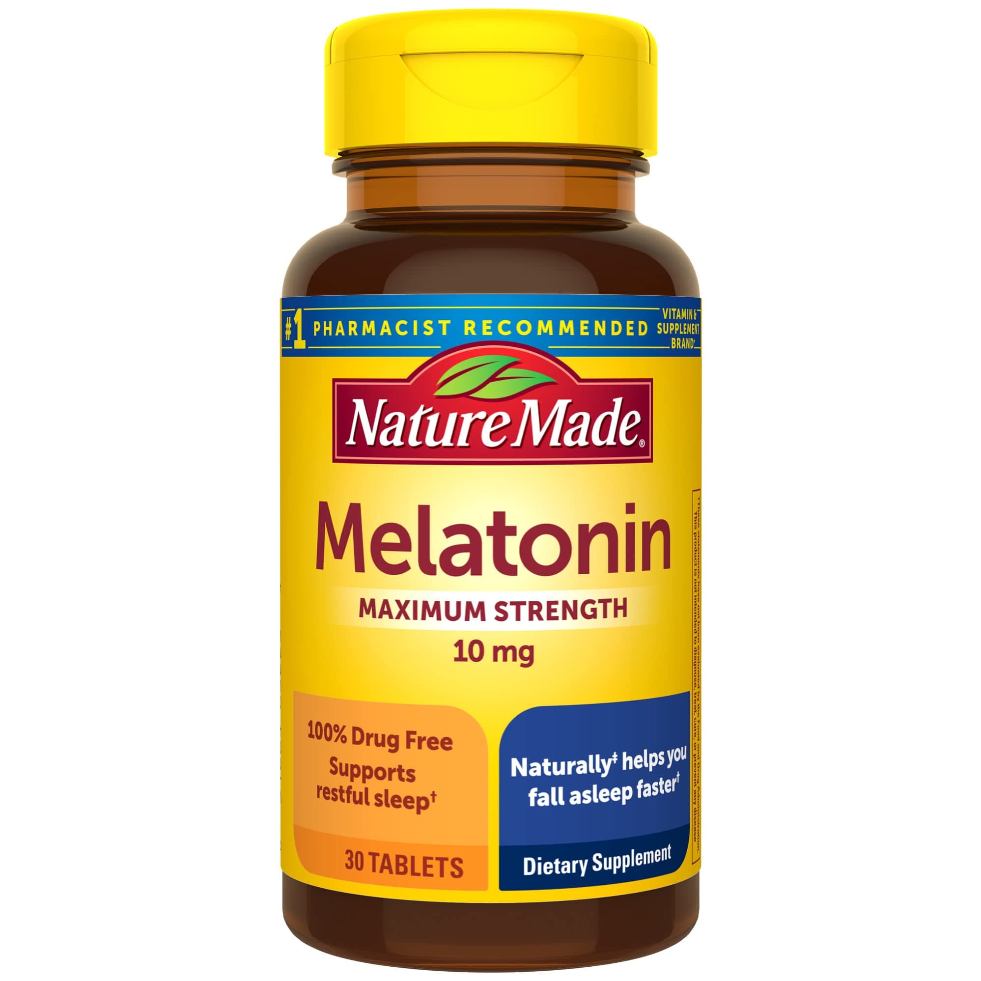 Melatonin 10mg Extra Strength Tablets, Dietary Supplement for Restful Sleep, 30 Count, 30 Day Supply