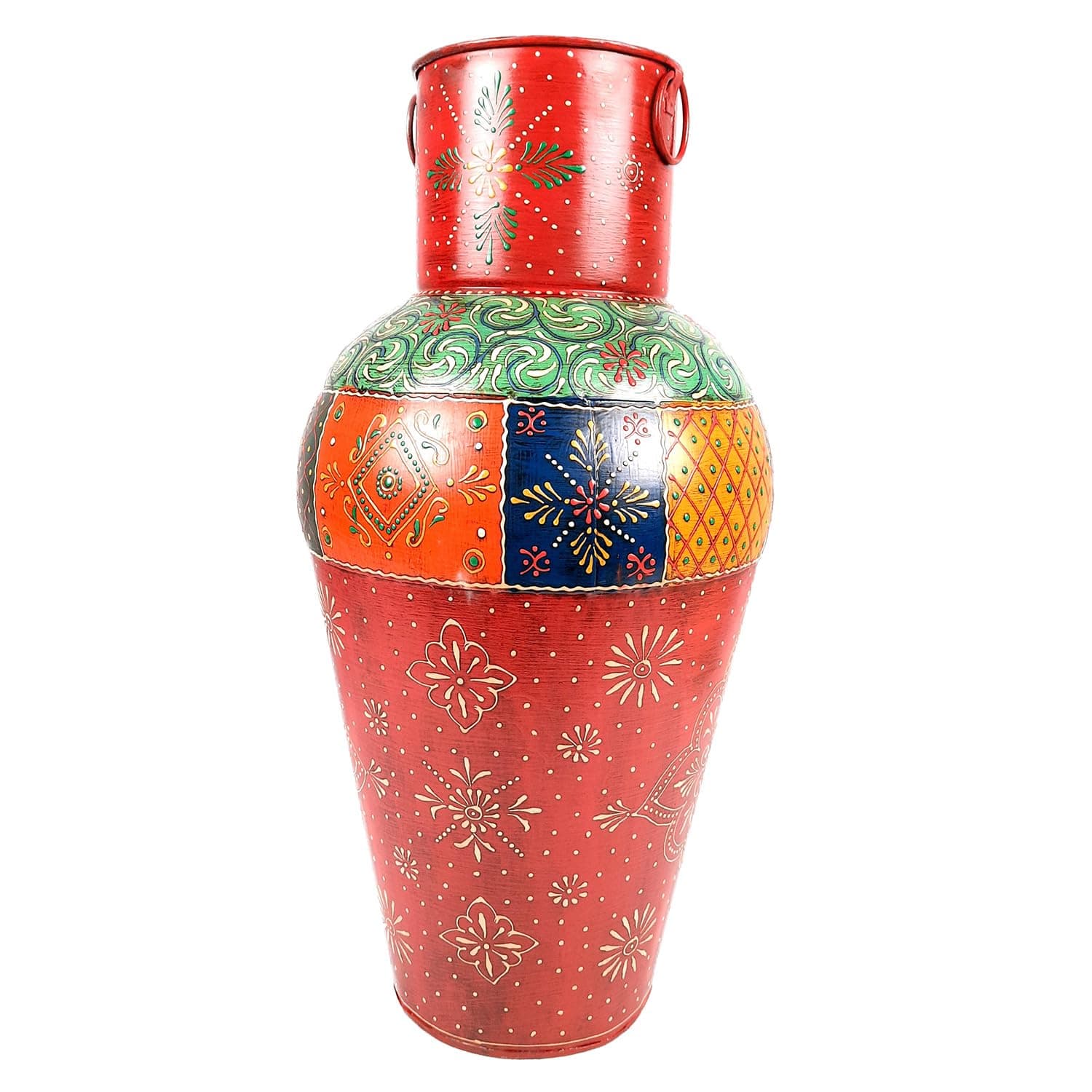 Apkamart The Online Shop Handcrafted Flower Vase | Flower Pot for Corner | Big Metal Vases | - for Living Room and Home Decor (Iron, Red -18 Inch)