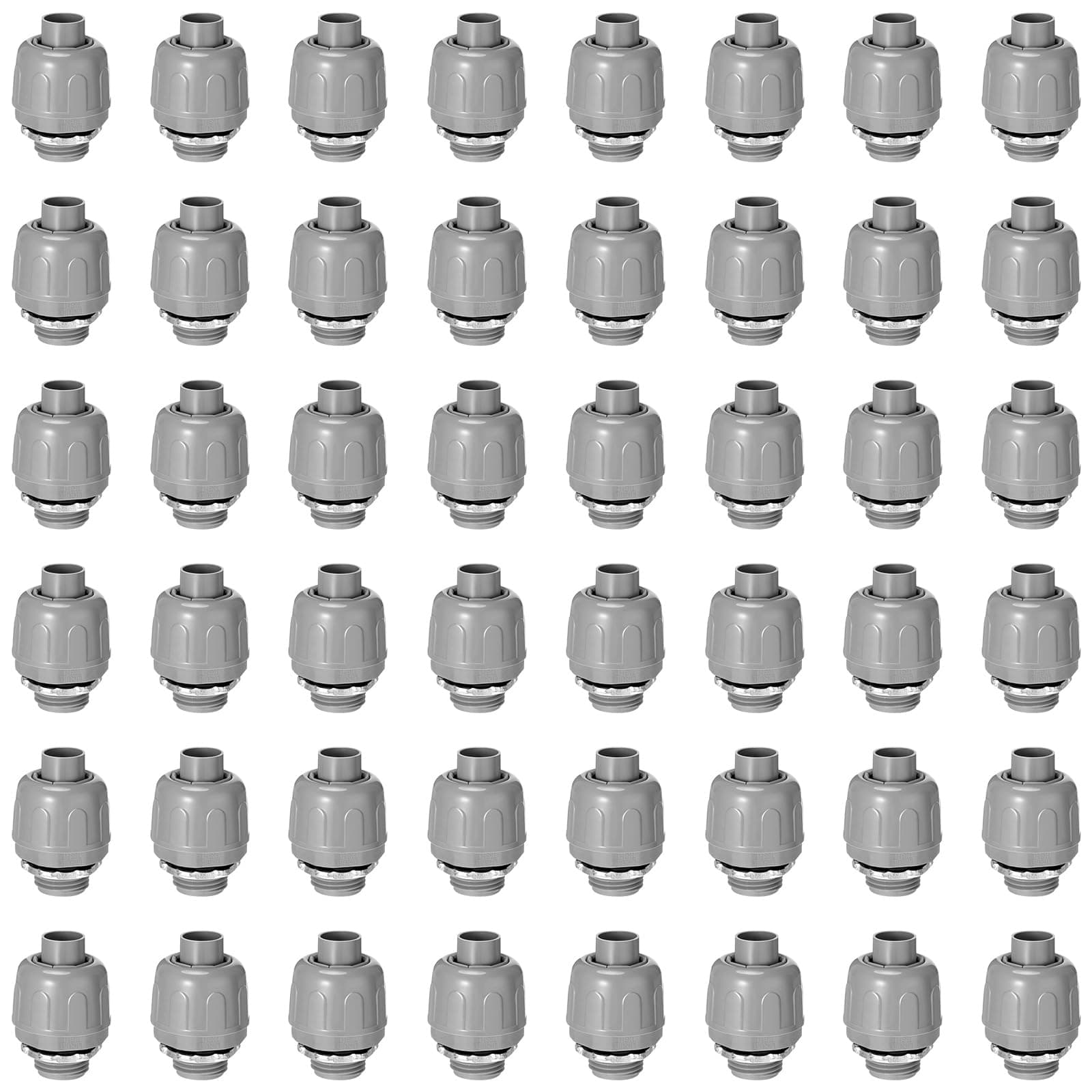 Maitys 1/2 Inch Liquid Tight Connector PVC Electrical Conduit Fittings Straight 180 Degree Flexible Conduit Connector for Home Kitchen Bathroom Tube Tool Supplies(48 Pcs), gray