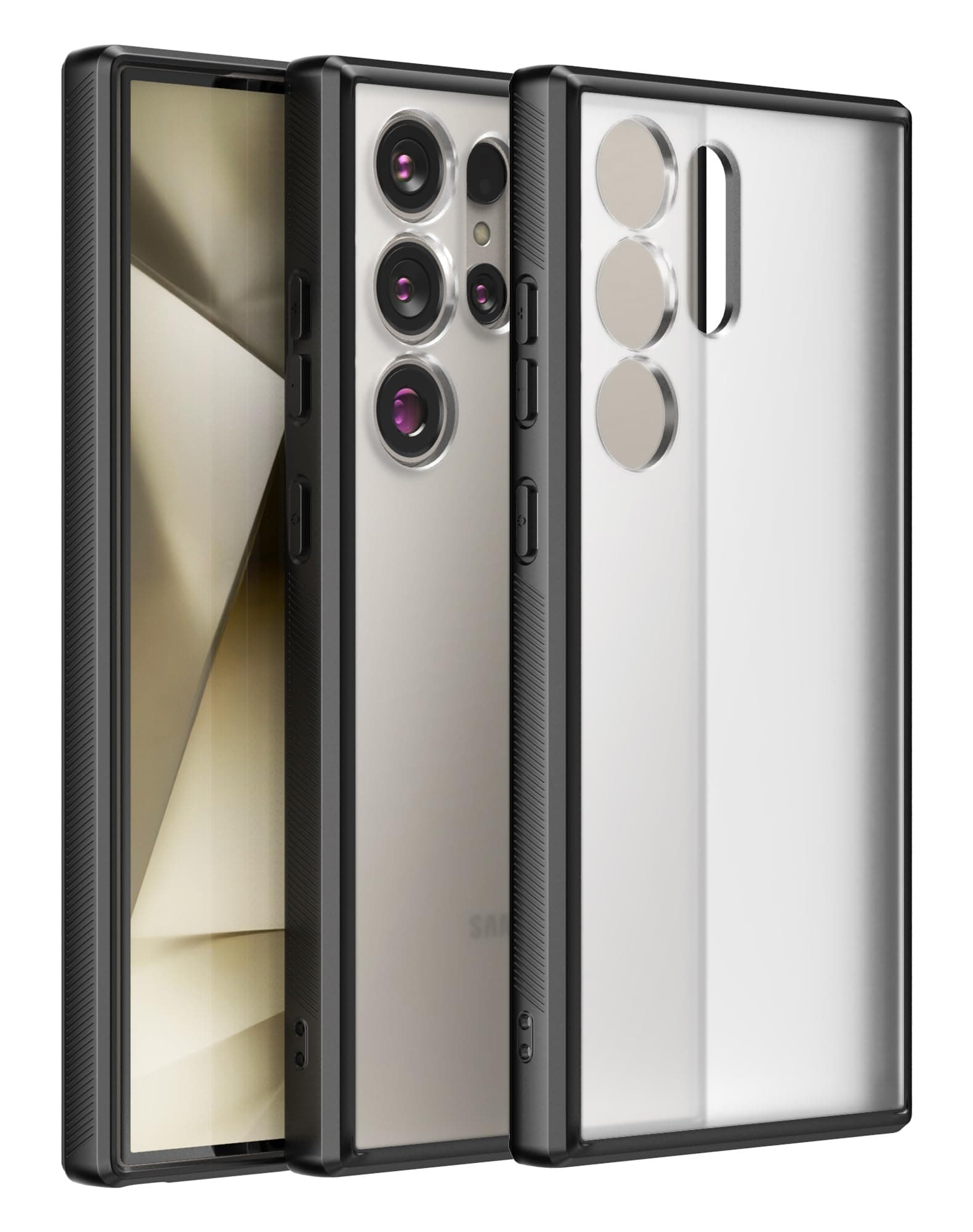 Cresee Case for Samsung Galaxy S24 Ultra (6.8 Inch) Matte Translucent Hard Back + Soft TPU Bumper Shockproof Phone Cover for Galaxy S24 Ultra, Black Frost