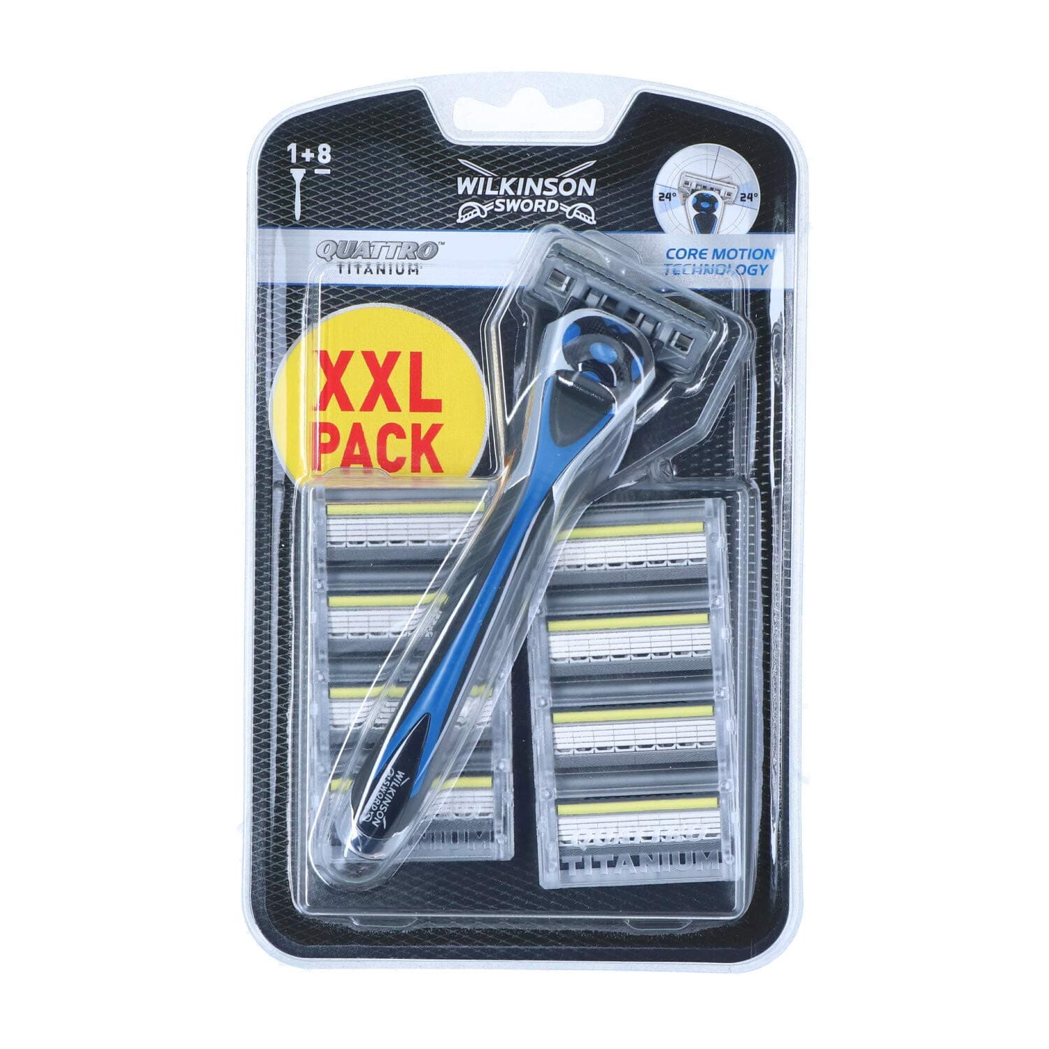 Wilkinson Sword Quattro Titanium Core Motion Razor with 9 Blades