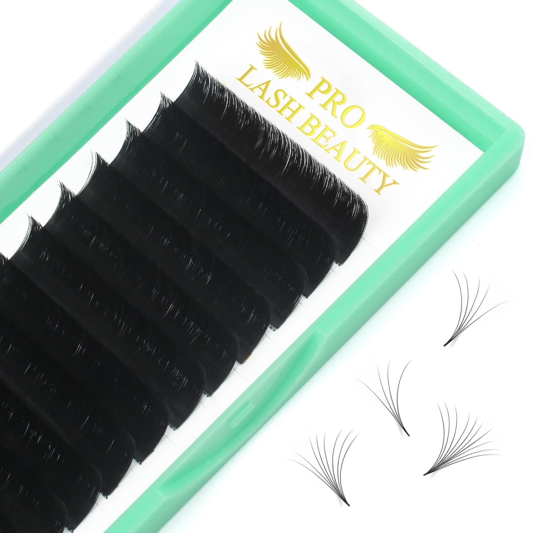 PRO LASHBEAUTYFalse Eyelashes Easy Fan Volume Lashes 9-20 mm Mega Volume C D curl Flowering Lash Extensions, Cruelty Free, Individual, CC-0.05-9-16, 1 Count