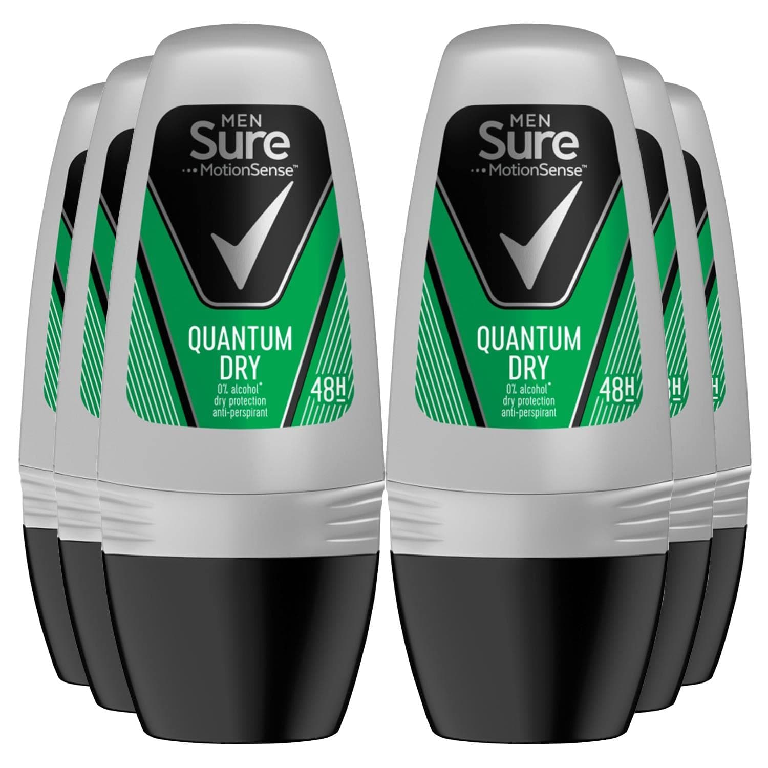 Sure Quantum Dry Anti-perspirant Roll On Pack Of 6 48h Protection Against Sweat And Odour MotionSense Technology Deodorant 50 Ml