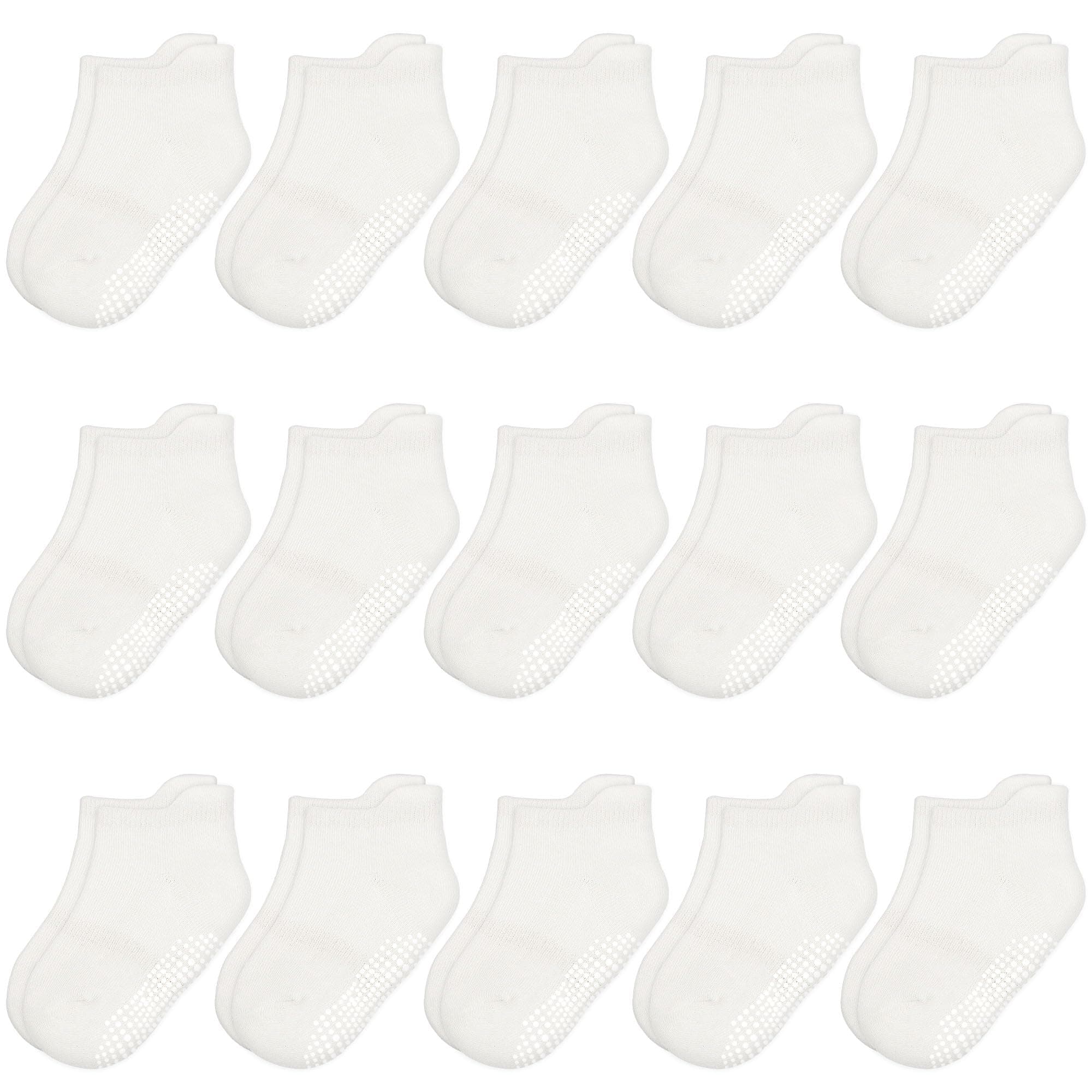 HYCLES15 Pairs Toddler Socks, Kids Grip Socks for 6-12 Month 1-7 Years Non Slip Ankle Sock for Baby Boys Girls
