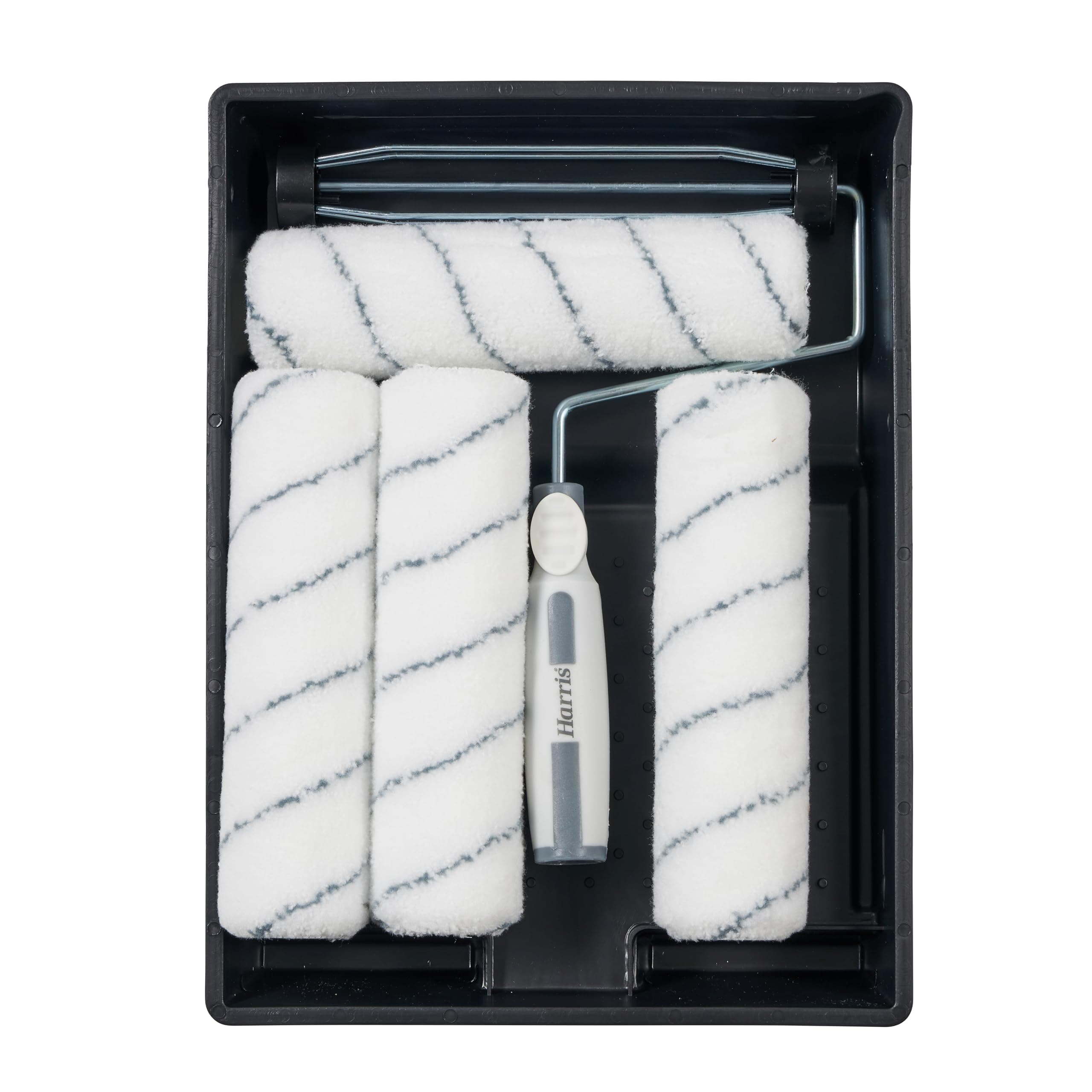 Harris Seriously Good Walls & Ceilings Paint Roller Set 9in, 1 x 9" Frame, 4 x 9" Medium Pile Roller Sleeves & Tray 9"