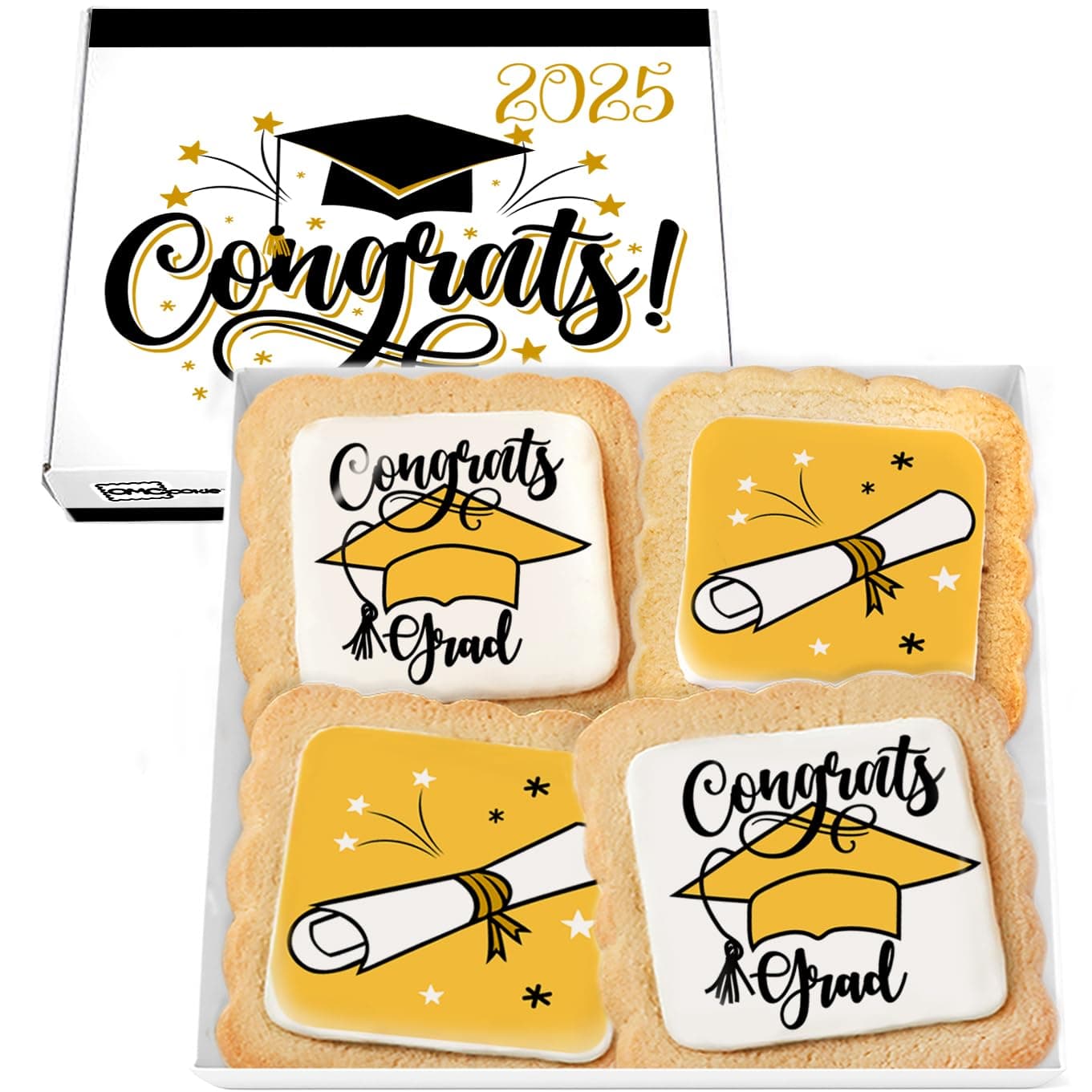 Graduation Cookies Gift Basket Box 2026 | Individually Wrapped | 4 Pack | Congratulations Congrats Grad for Women Men Kids | Food Gift | Nut Free | Kosher Dairy