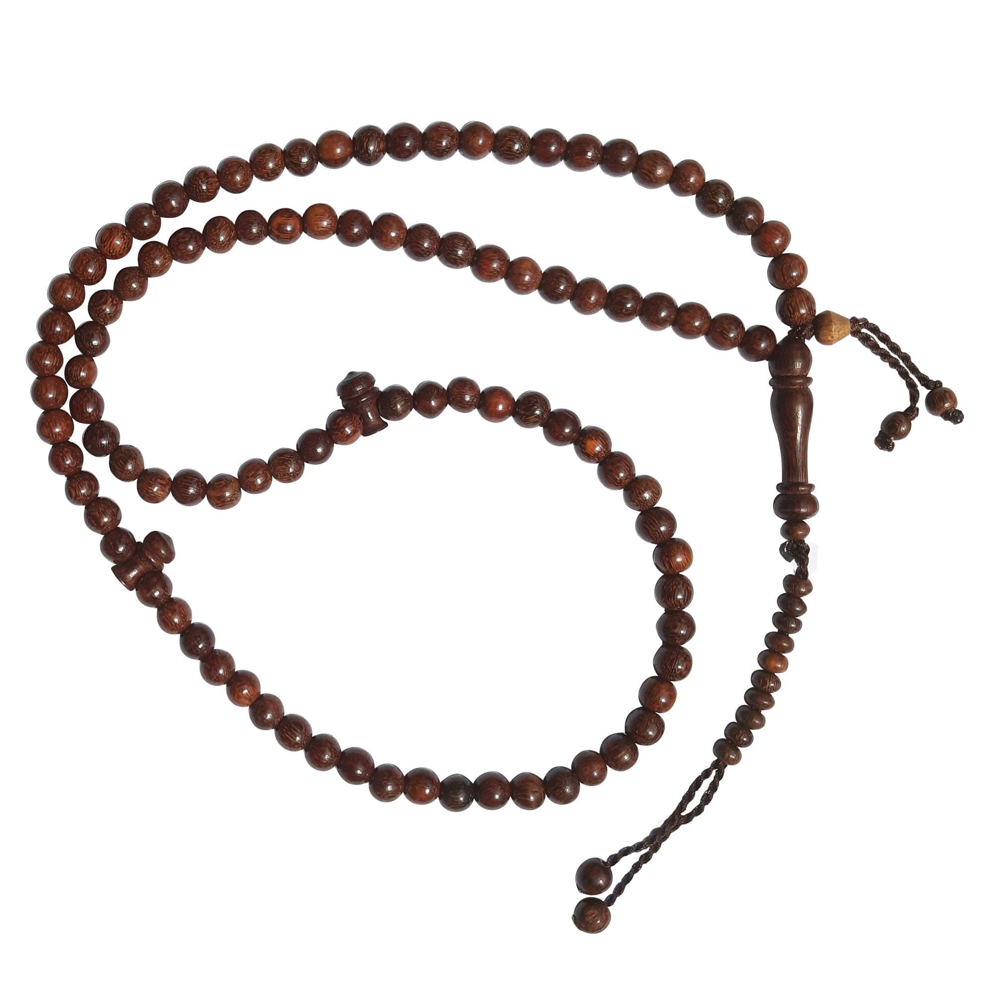 6mm-Bead Dense Tamarind Wood Muslim Rosary Tasbih with 99-beads & Counters