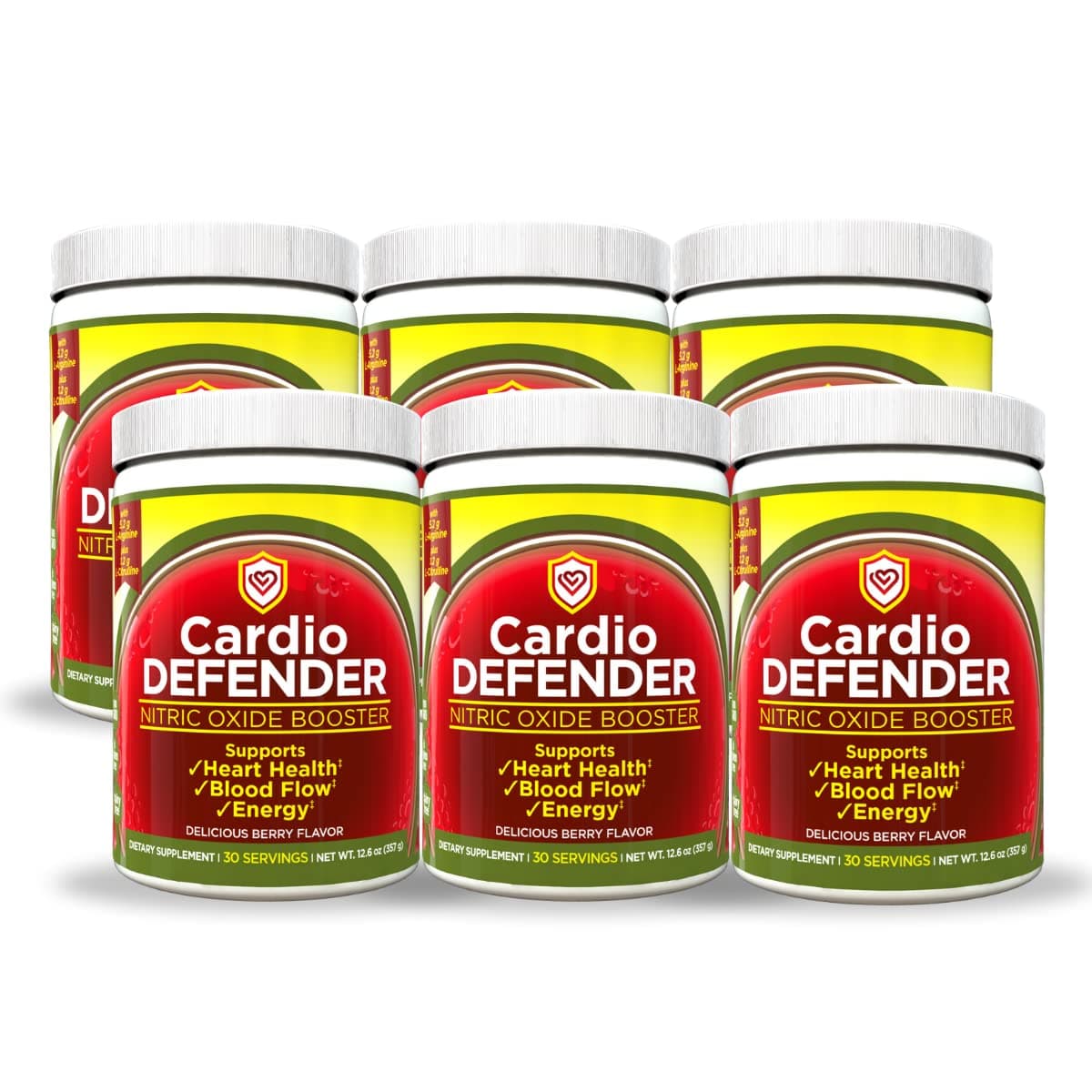 Cardio Defender 6 Pack - Cardio Heart Health, Nitric Oxide Booster - L-Arginine Supplement with 5,200mg L-Arginine & 1,200mg L-Citrulline - Heart Health & Cardiovascular Support