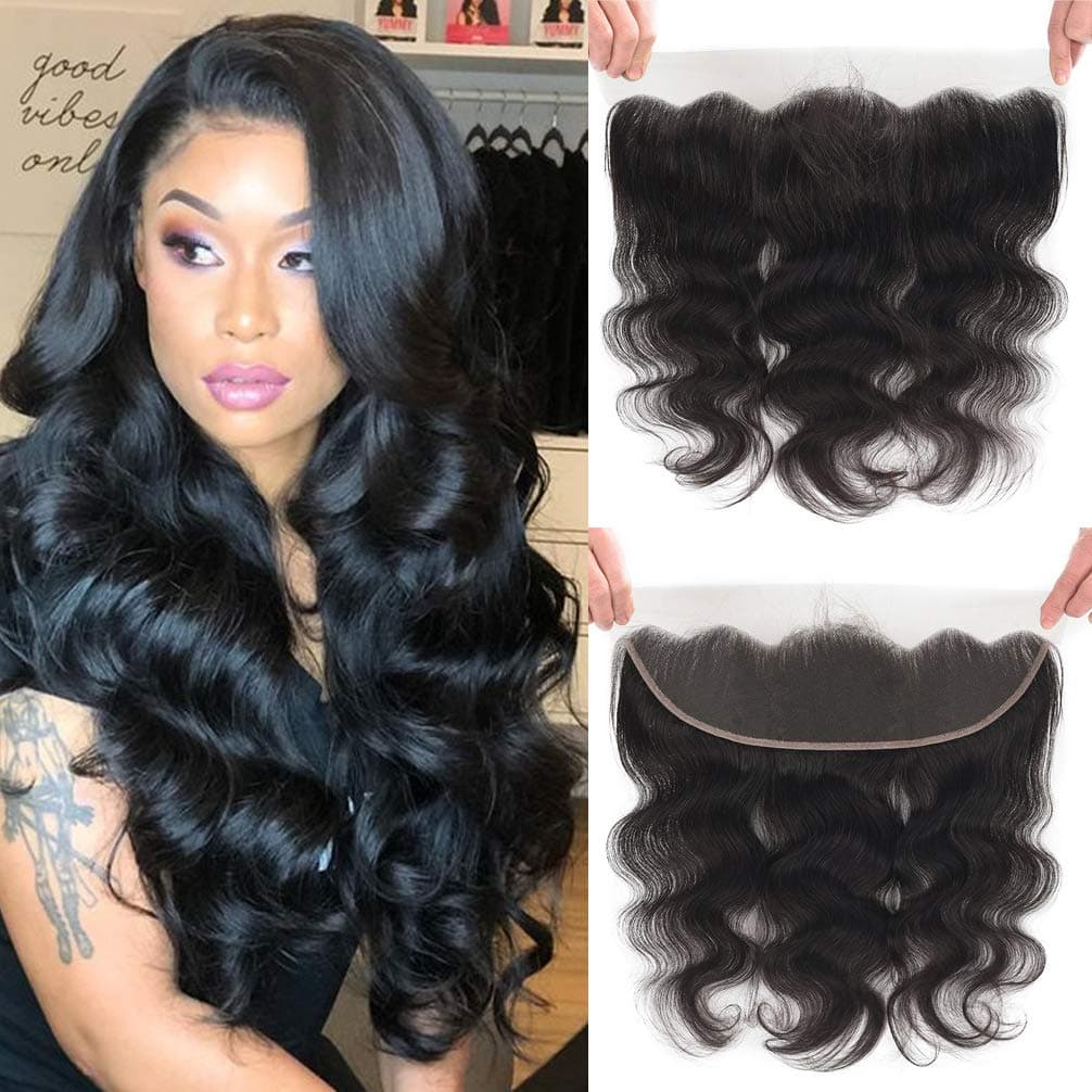 Lace Frontal Body Wave 13X4 Ear to Ear Lace Frontal Closure 10A Brazilian Virgin Human Hair Frontal with Baby Hair with pre-plucked Natural Color (BW 16inch)