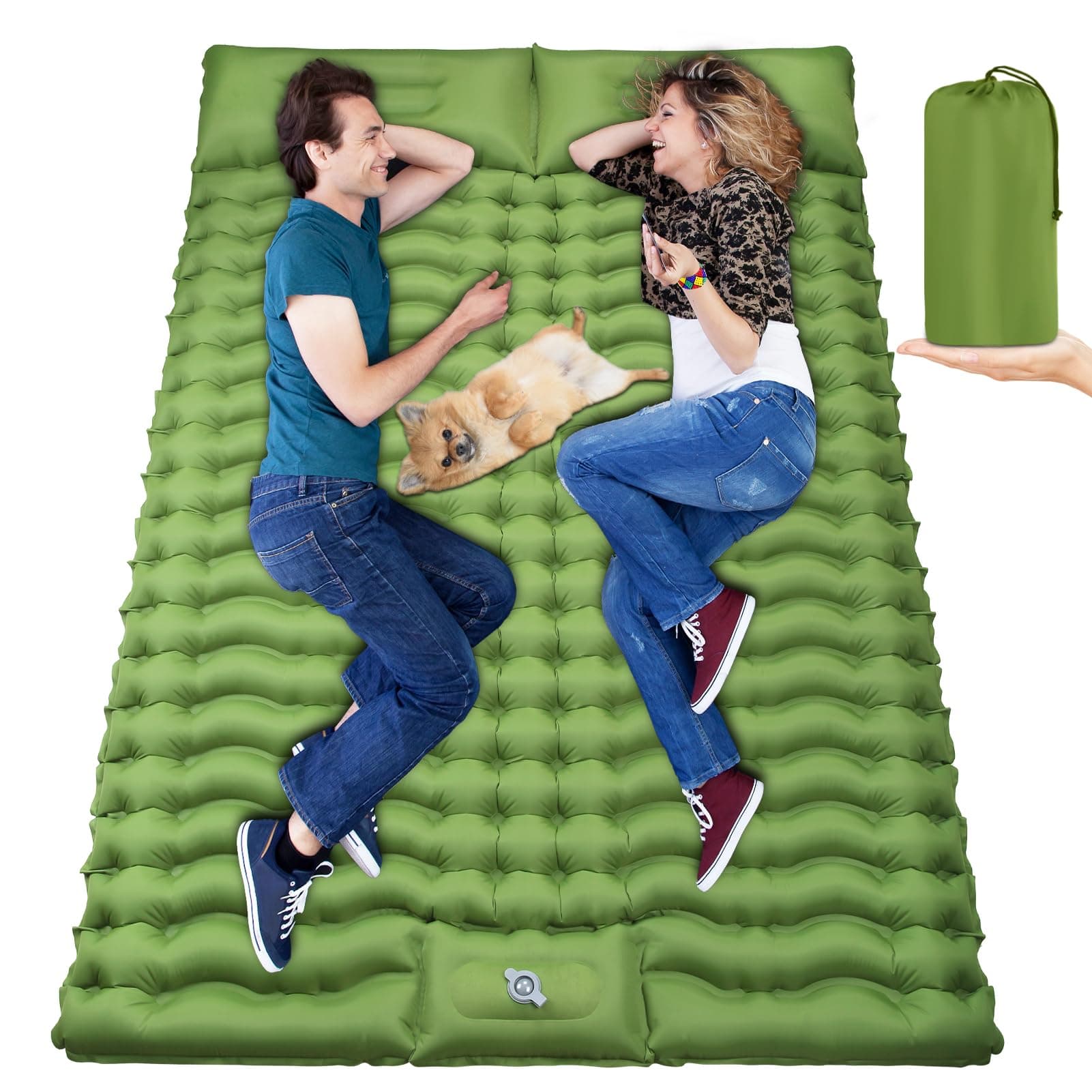Sleeping Pad for Camping Air Mattress Bed Self Inflating Double Sleeping Mat Cot for Adults Camping Accessories Gear Essentials Supplies Must Have Stuff Equipment Tent Backpacking Hiking Car Truck SUV