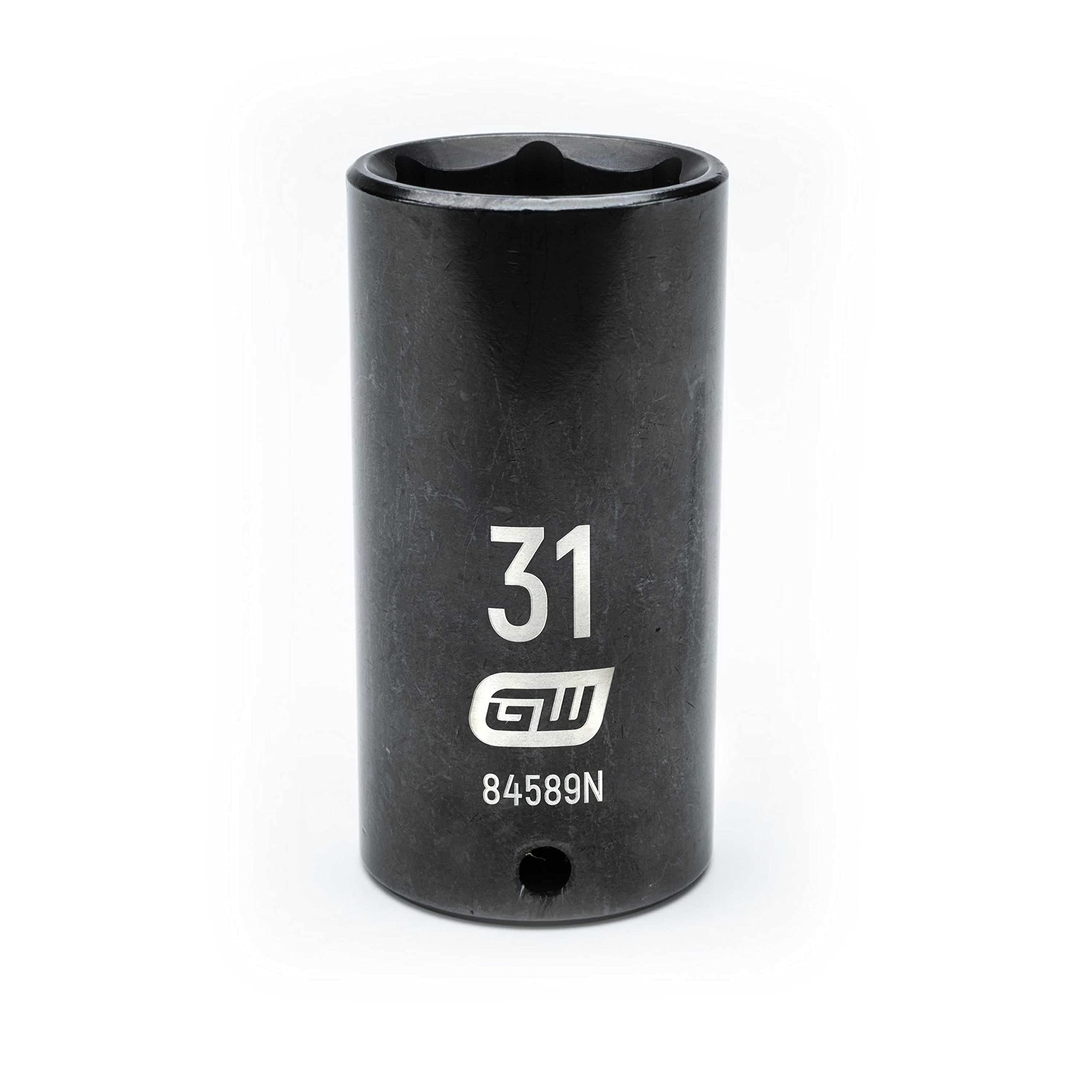 GEARWRENCH 1/2" Drive 6 Point Deep Impact Metric Socket 31mm - 84589N,Black