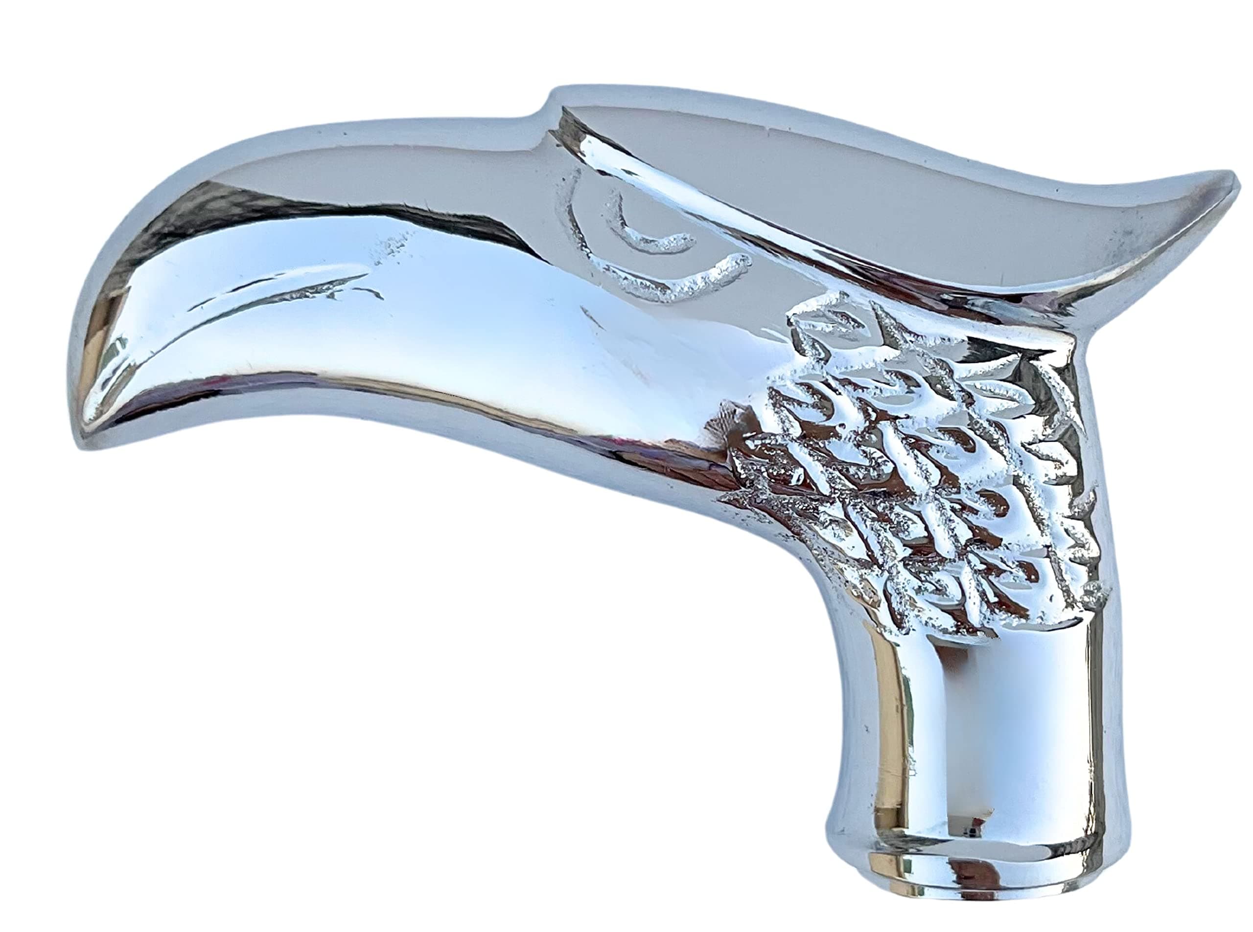 Handmade 3.7 inch Eagle Head Walking Stick/Cane Vintage Look Brass Handles with Carved Detailing, 3.7 x 0.8 x 2.4 inches, Silver