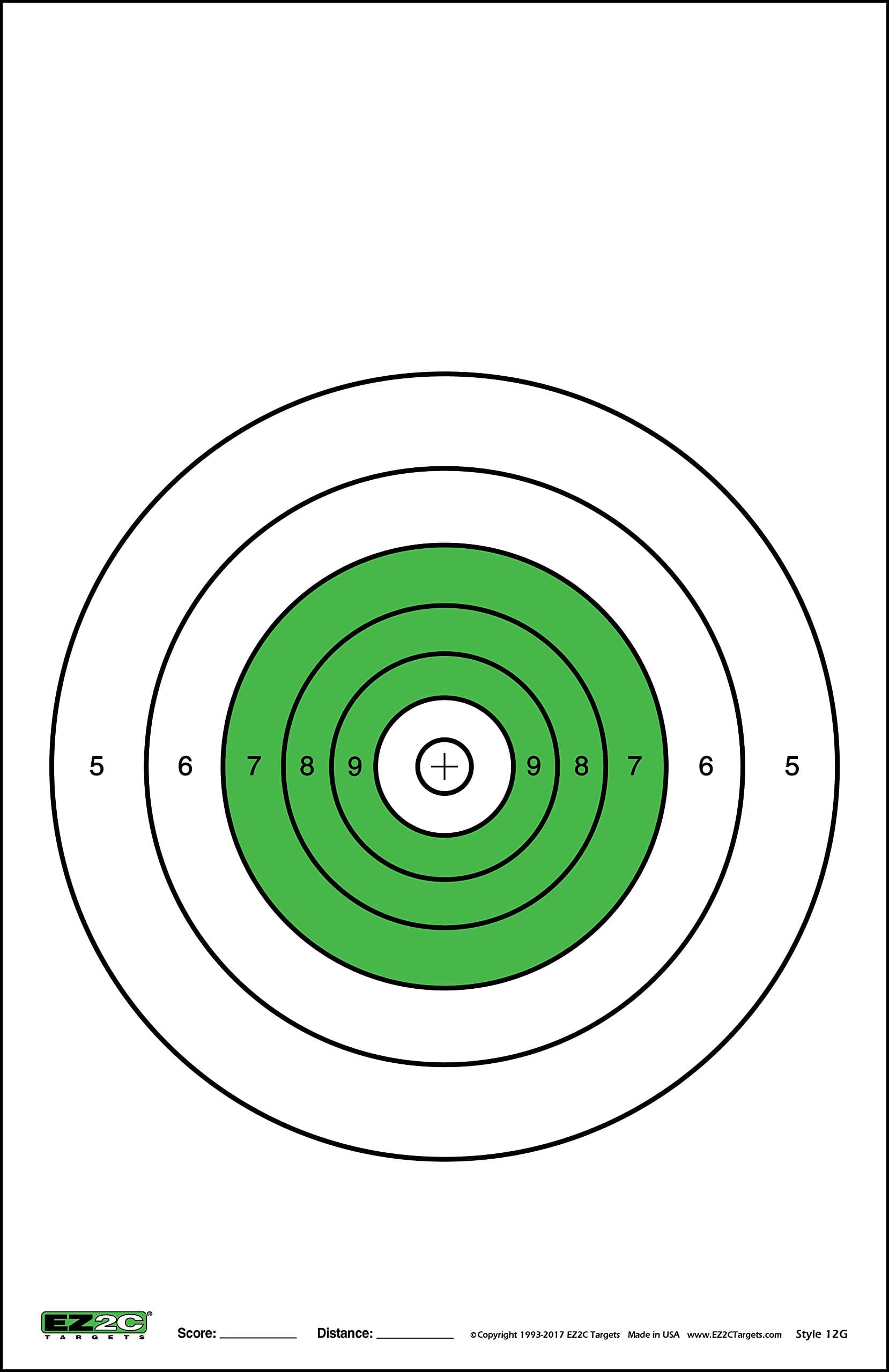EZ2C Targets Green Style 12 (25 Pack) B-16 B16 25 Yard Slow Fire Pistol Target