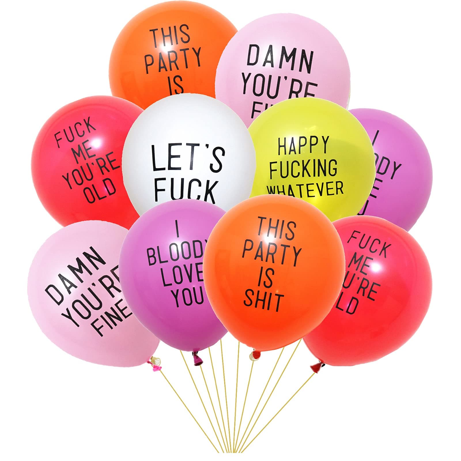 Kicpot 30Pcs Abusive Party Balloons, Gag Funny Offensive Balloons Assorted Colorful Birthday Balloons for Single Party, Graduation Party