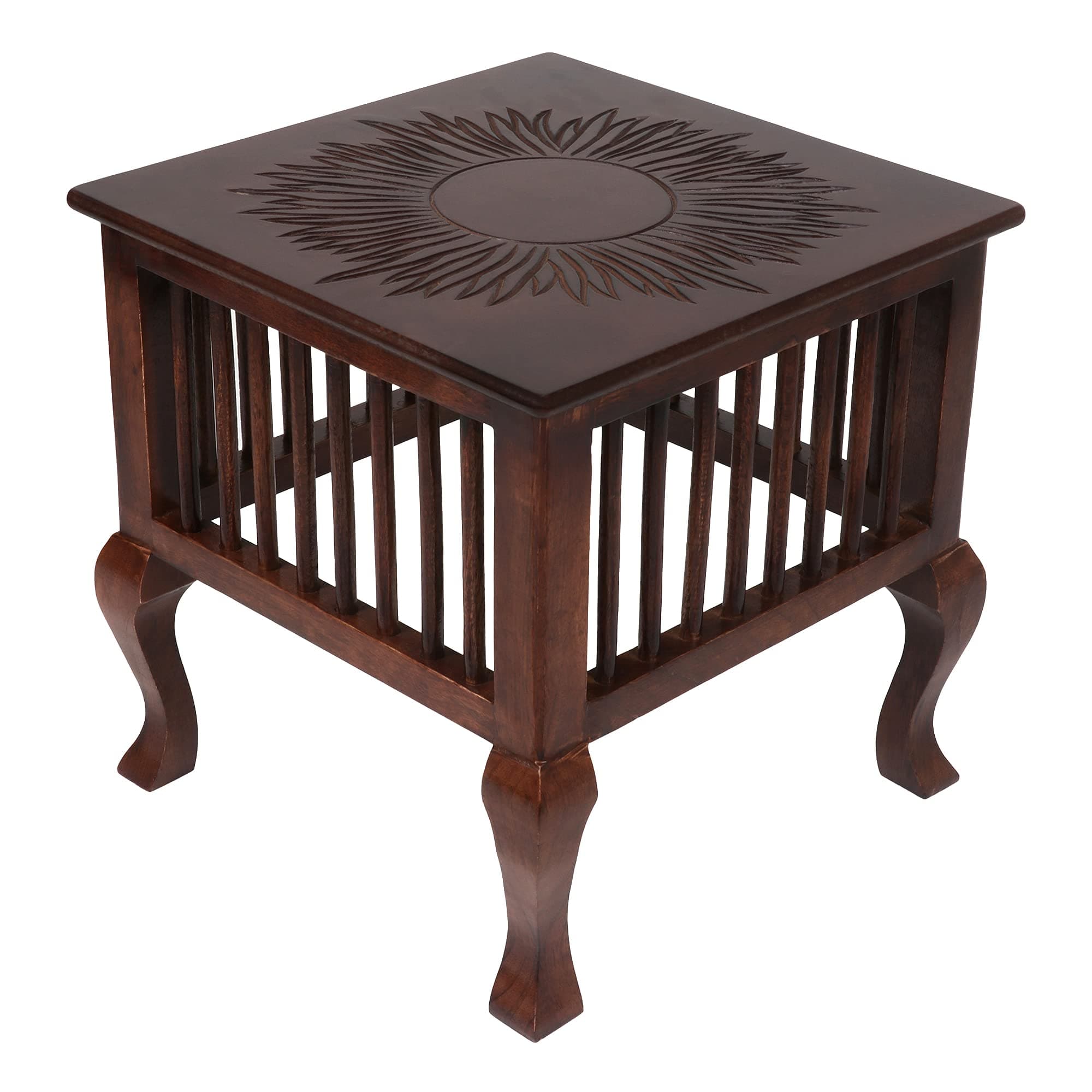 Wooden Beautiful Handmade Stool for Sitting at Living Room, Office, Balcony Decor,Home Furniture can be Used as Side Table Antique Finish(Brown)