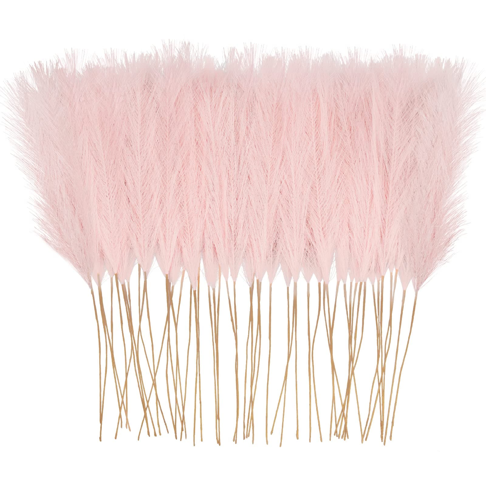 50pcs Pink Faux Pampas Grass Decor, 21.6" Short Artificial Pompous Grass Floral Fake Pompas Grass Branches Vase Filler Flower Arrangement for Home Wedding Boho Outdoor Decor