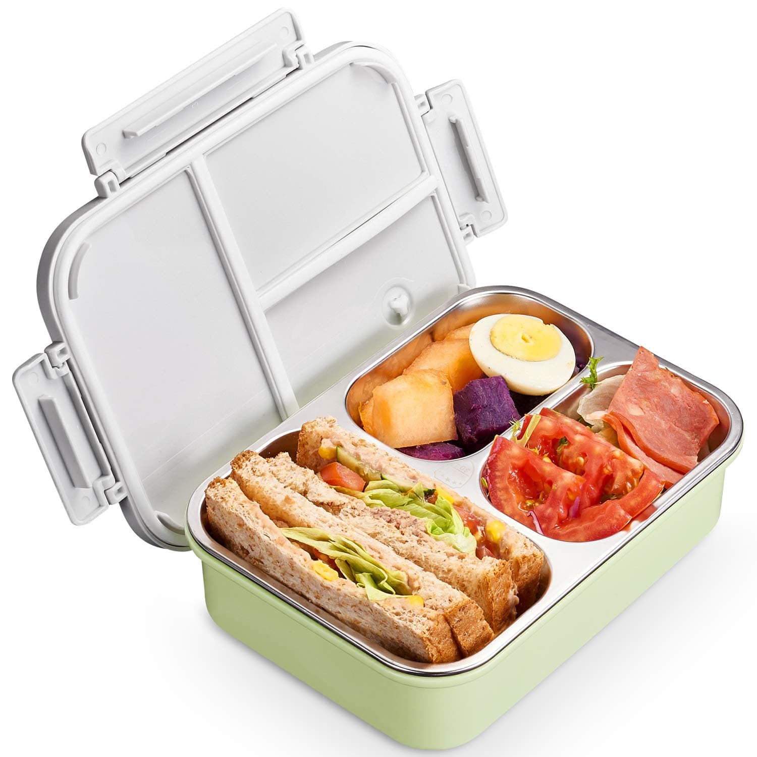 Kids Stainless Steel bento boxes - 2019 New & Improved Leak Proof Bento-Styled Lunch Box Solution Offers Durable, PA-Free and Food-Safe Materials, On-the-Go Meal and Snack Packing