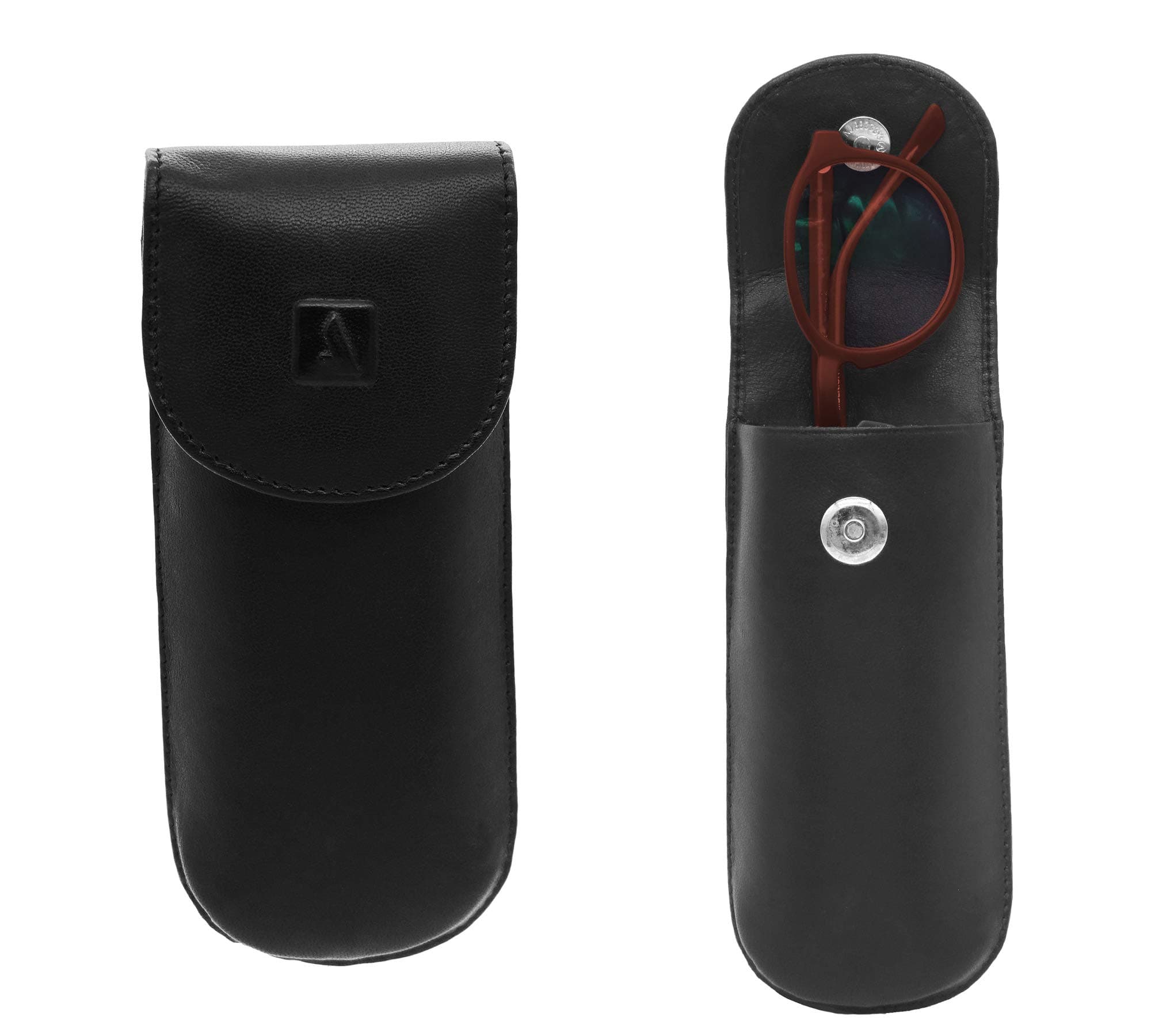 Genuine Leather Hard Shell Men And Women Spectacle Case, Convertible To Soft And Flexible Spectacle Pouch With Removable Leather Shell. Durable For Sunglass, Eyeglass And Reading Glasses.