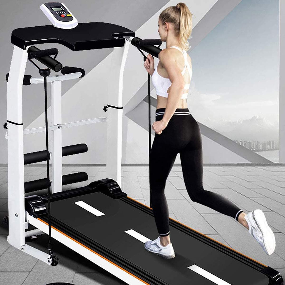 Wensa Treadmill Household Multifunctional Mechanical Foldable Installation-Free Ultra-Quiet Indoor Walking Machine, for Portable Gym Equipment Small Multifunctional Walking Machine