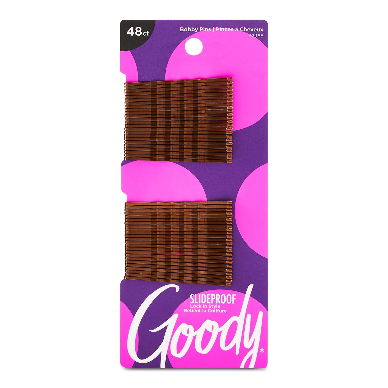 Goody SlideProof Bobby Pins, 48 Ct, Brunette Brown, High Gloss Bobby Hair Pins for Styling, Lock In Style, Comfortable, Pain-Free Styling Accessories for Women & Men, All Hair Types