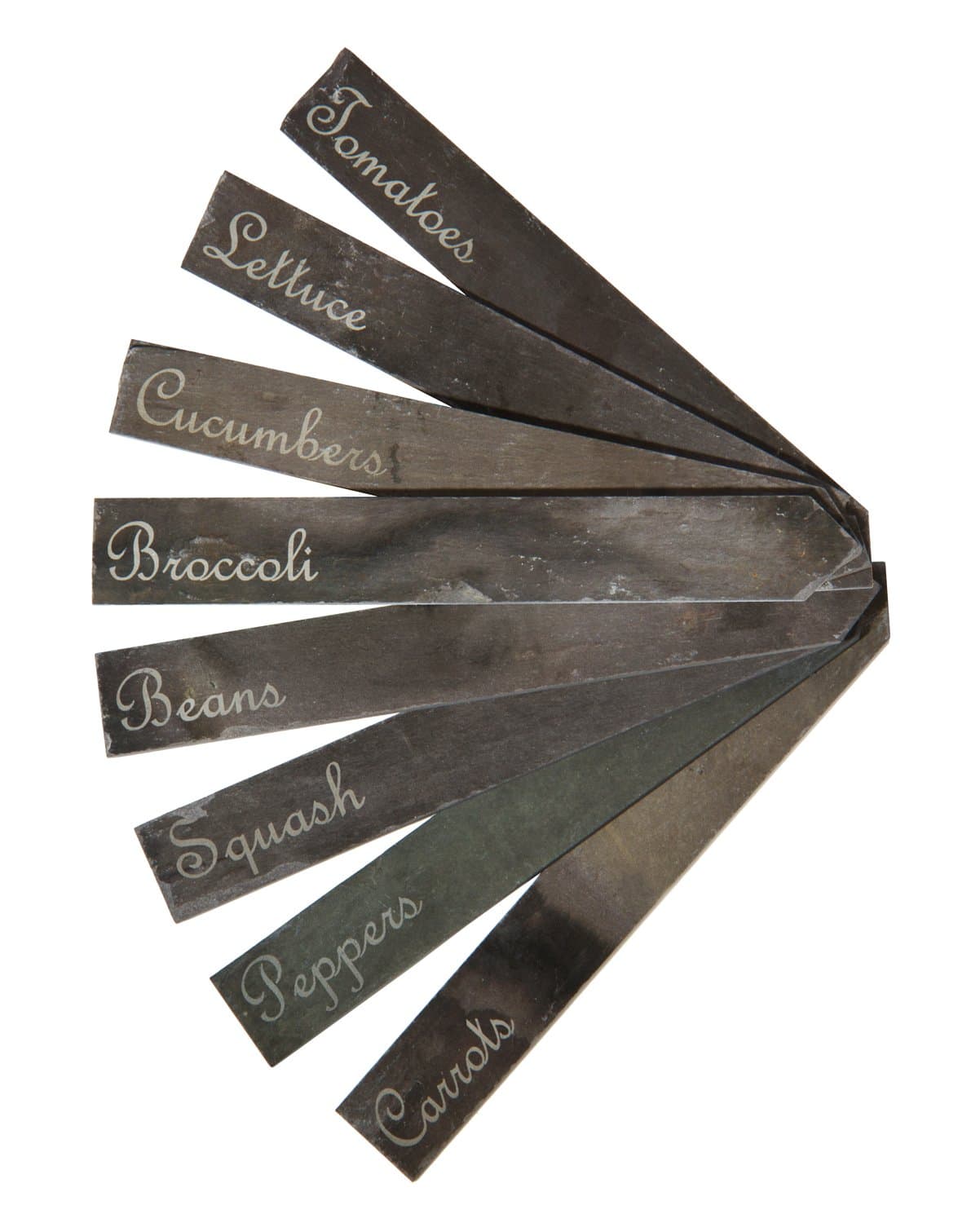 Slate Garden Plant Markers. Set of 8 Etched Garden Labels for The Vegetable or Herb Garden. Made in The USA of Reclaimed New England Roofing Slate.(Vegetables)