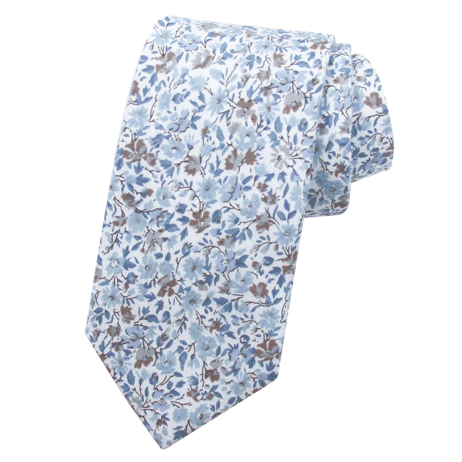 Men Skinny Tie Cotton Floral Necktie for Wedding Groomsmen Tie
