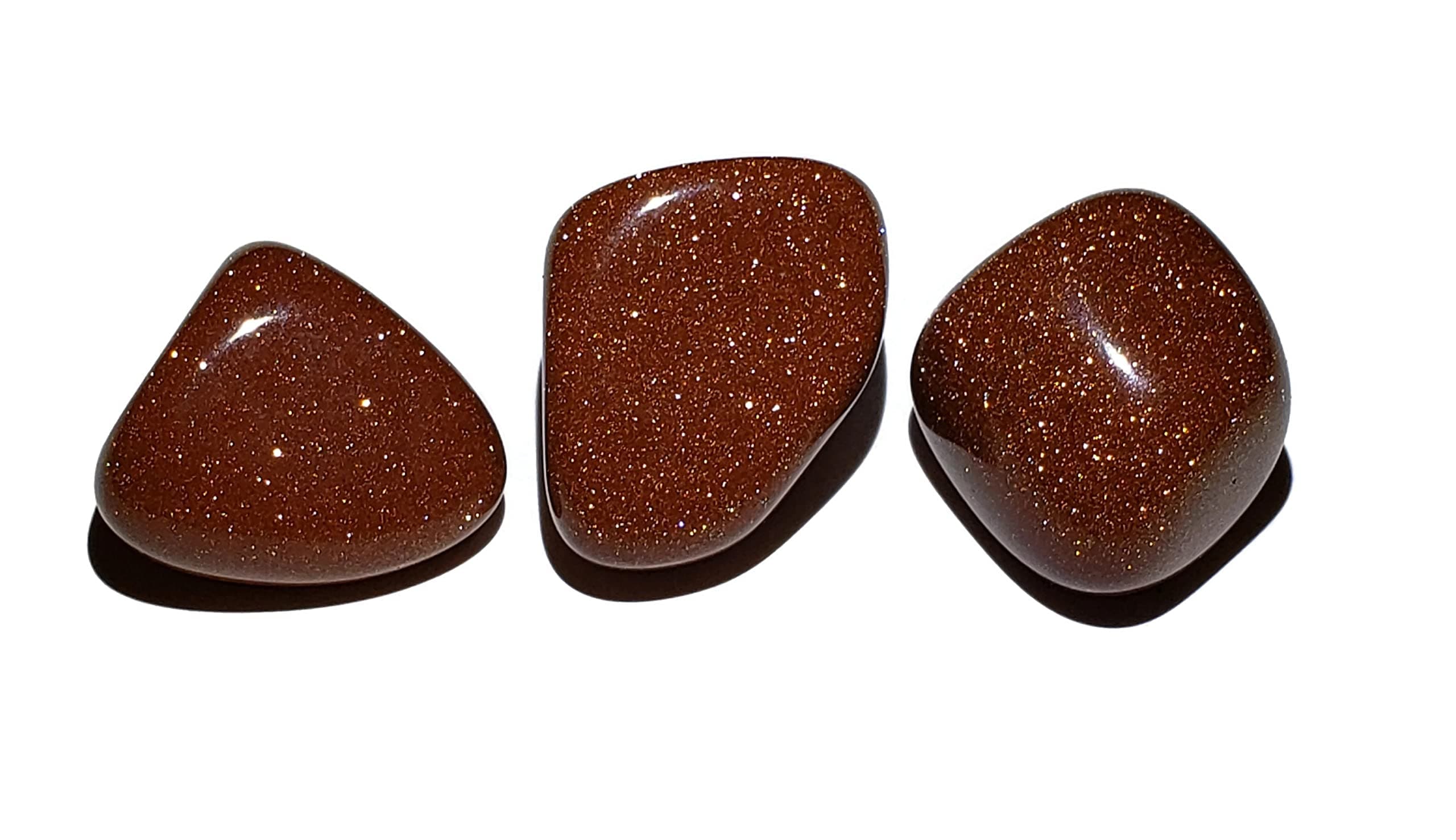 Top Rock Shop 3pc Set Red Goldstone 25-31mm Medium Extra Glittery Sparkly Tumbled & Polished Healing Crystal Gemstone Specimens