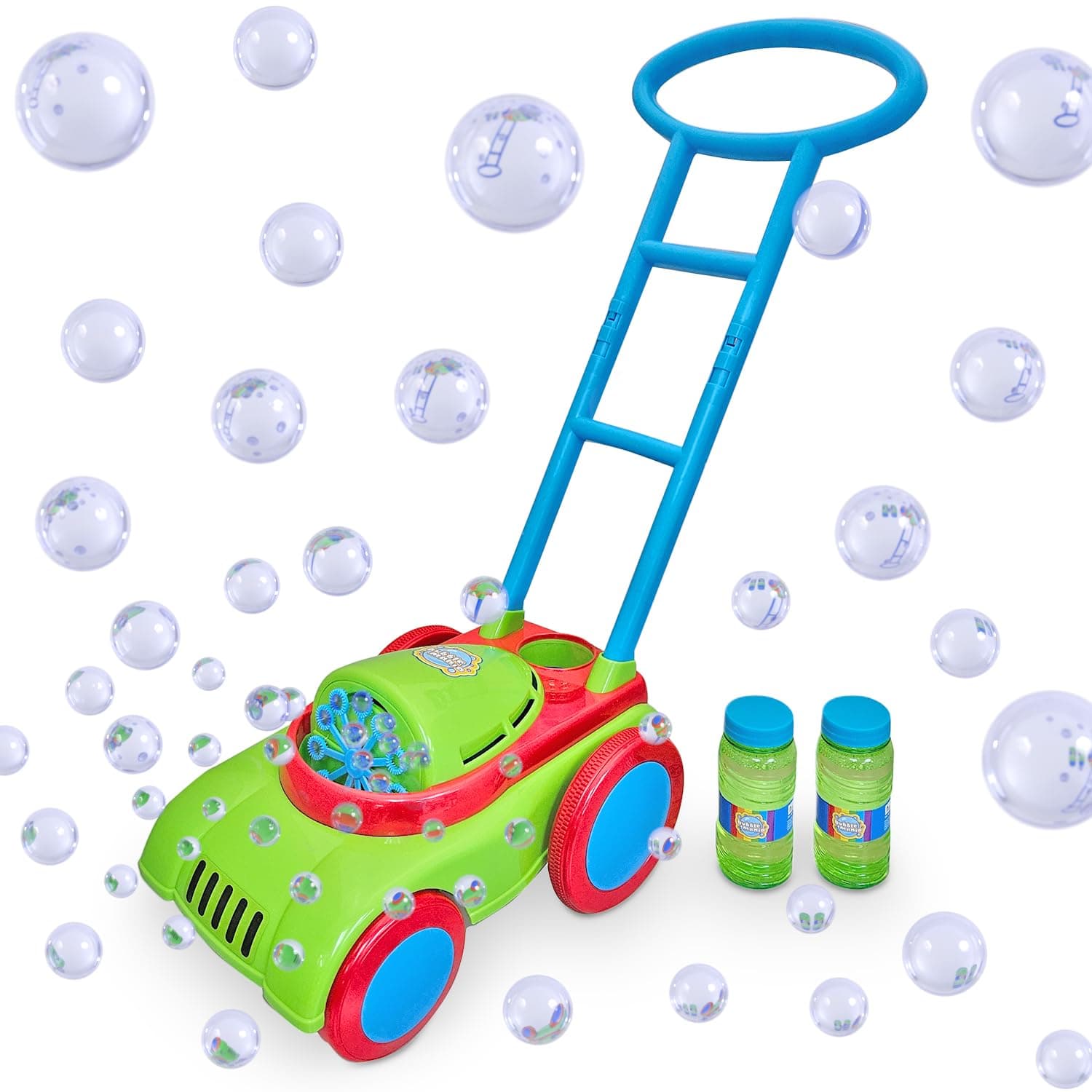 Bubble Mania Bubble Lawn Mower Toy - Friction Powered, No Batteries Required - Bubble Mower For Kids - Garden Toys - Kids Toy Bubble Lawnmower - Toddler Outdoor Garden Toys For 2 Year Olds Plus