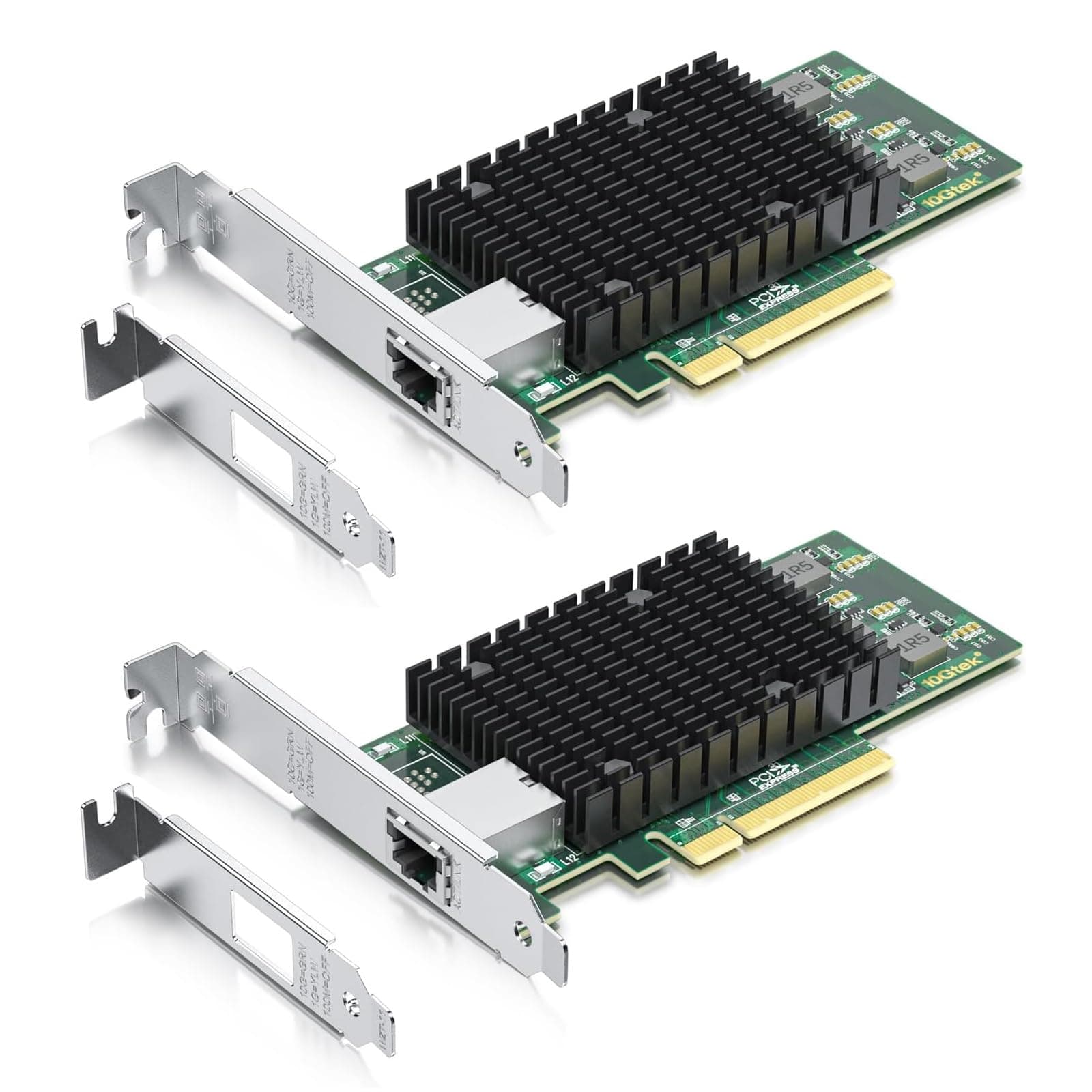 10Gb PCI-E NIC Network Card, Single Copper RJ45 Port, with Intel X540-BT1 Controller, PCI Express Ethernet LAN Adapter Support Windows Server/Windows/Linux/ESX, Compare to Intel X540-T1, 2-Pack