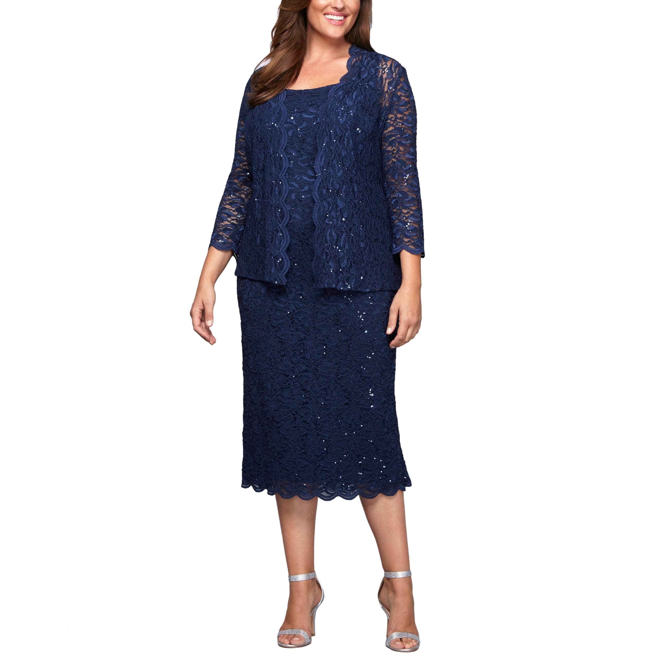 Plus Sheath Lace Jacket Dress