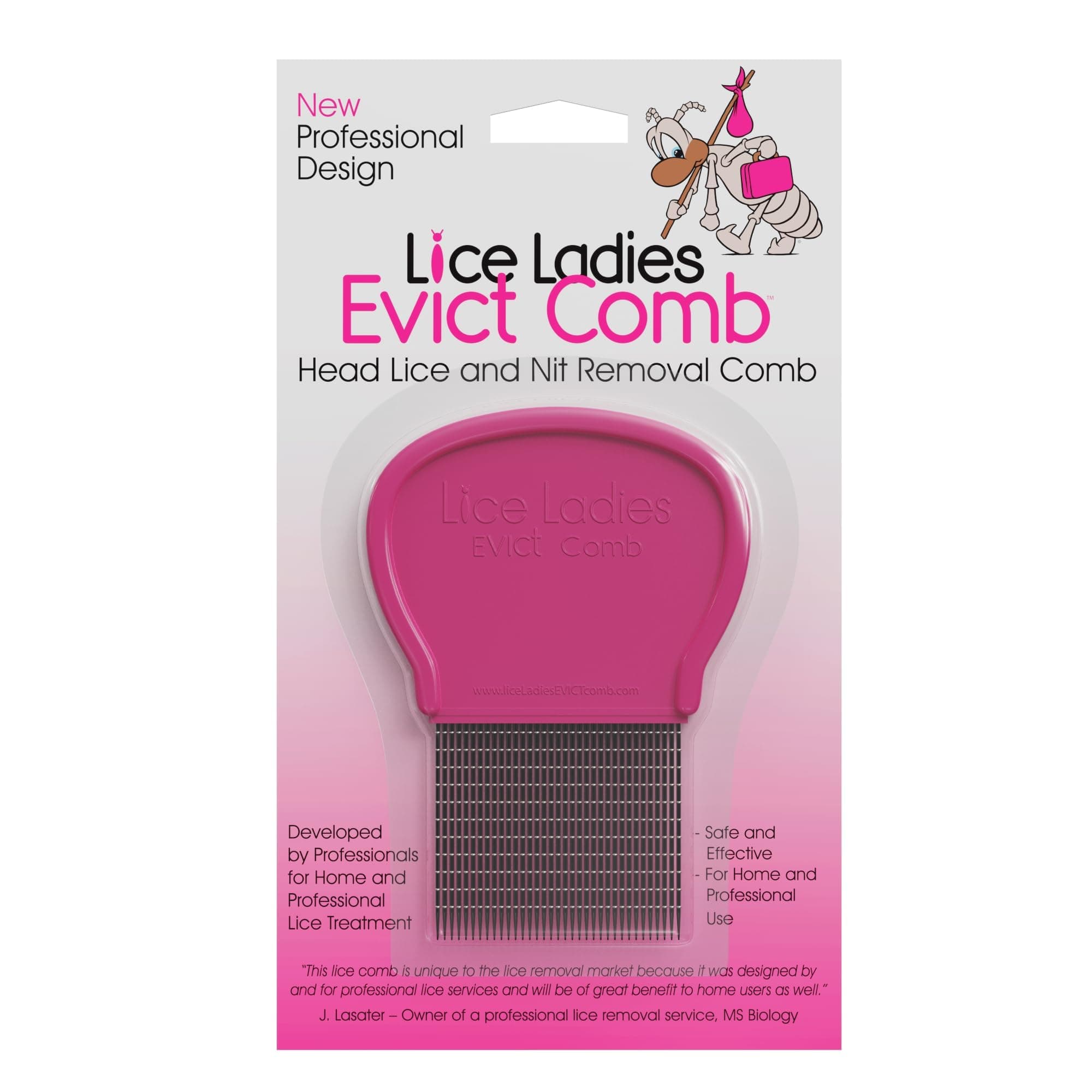 EVICT Comb, for lice and nit Removal, New and Unique Professionally Designed lice Comb, Stainless Steel Teeth with Hard Plastic Ergonomic Grip Handle. d Safe for All Types of Hair.