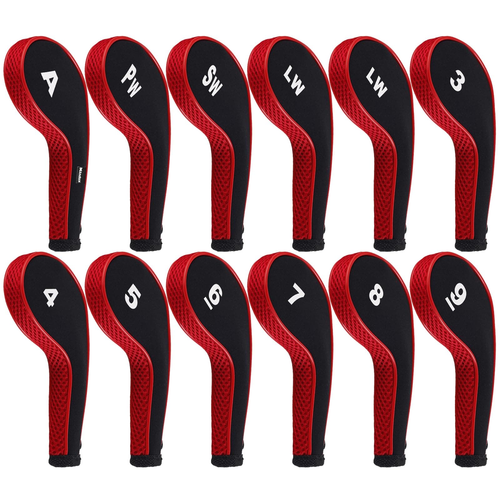 Andux 12pcs/Set Golf Iron Wedge Club Head Covers Long Neck with Zipper