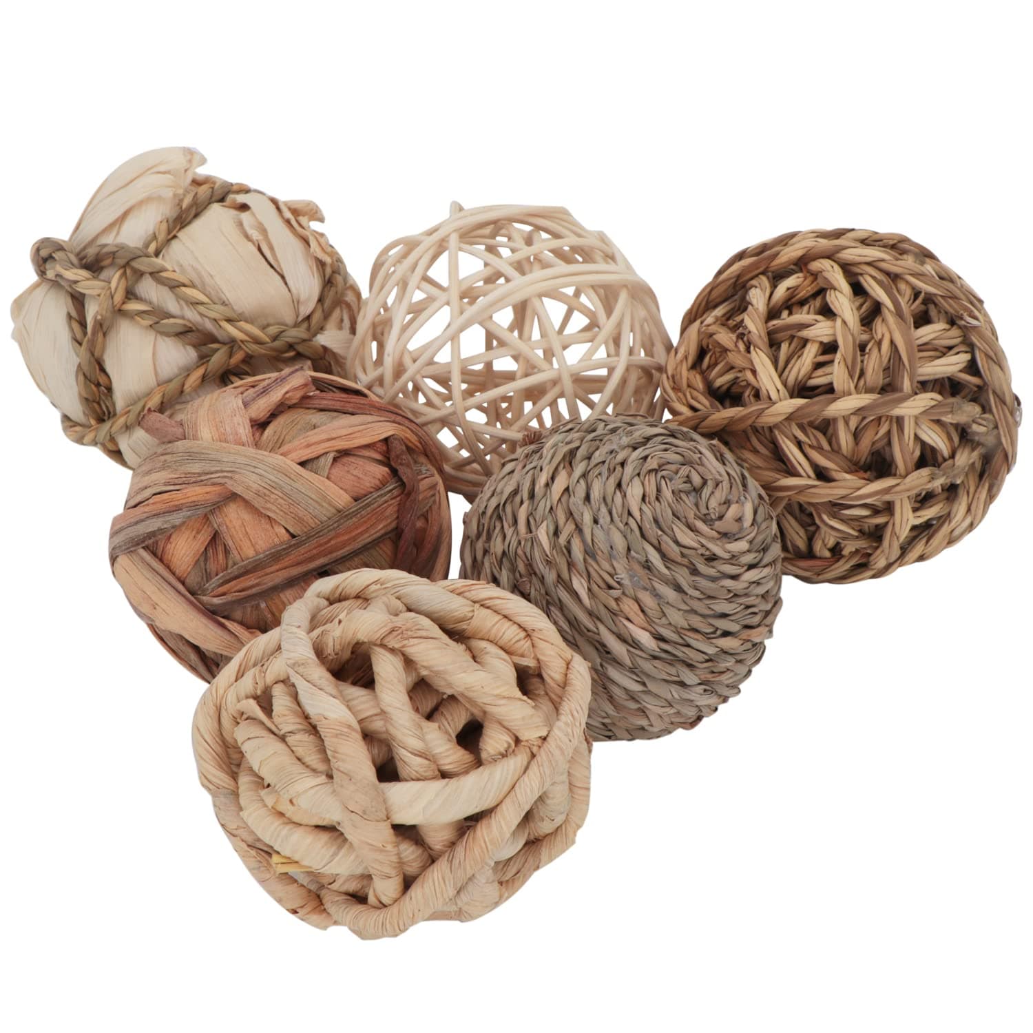 Kesywale Set of 6 Decorative Balls for Centerpiece Bowl Fillers, 2.8 inch Assorted Rattan Wicker Balls Spheres Orbs, Vase Fillers, Home Table Decor
