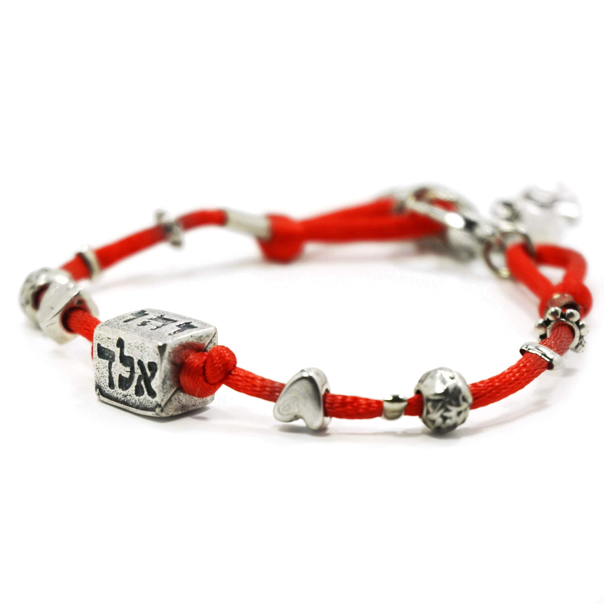 MIZZE Made for LuckWomen's Red Charm Bracelet for Protection Health Prosperity and Happiness 18 CM Length - Easy to Wear Lobster Clasp with Silver Plated Charms - Personal Jewellery for Mom Wife Girlfriend