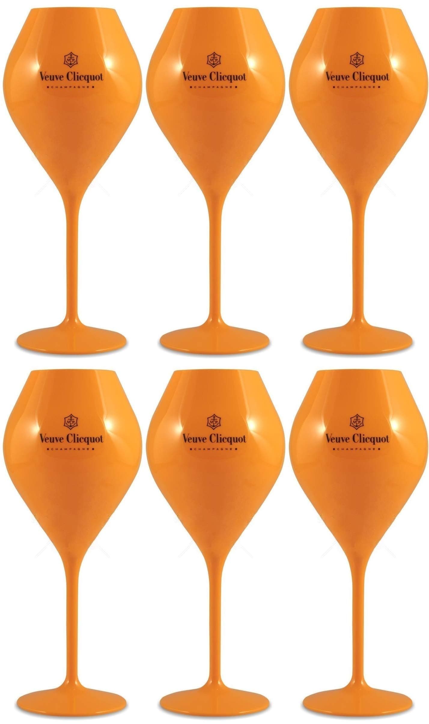 6x Yellow Trendy Champagne Flutes Polycarbonate Acrylic Poolside Glasses Goblets (Small Edition)