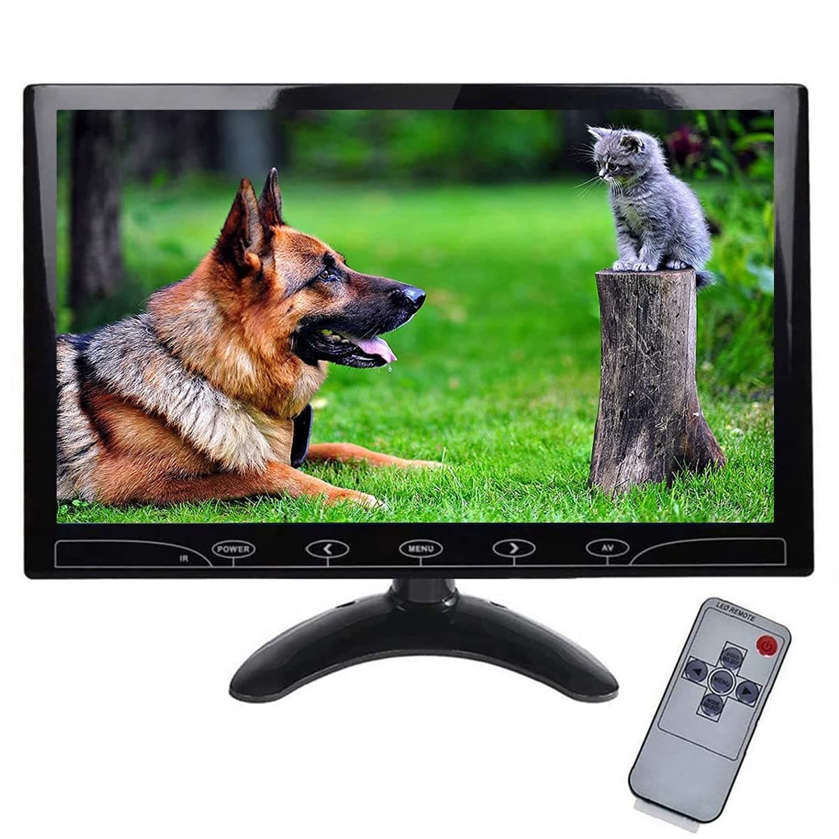 ESoku 10.1" Inch Small CCTV Monitor - HD 1024x600 Portable Display LCD Color Monitors Screen with HDMI AV VGA Port Remote Control Built-in Speaker for DVR PC CCTV Security Camera