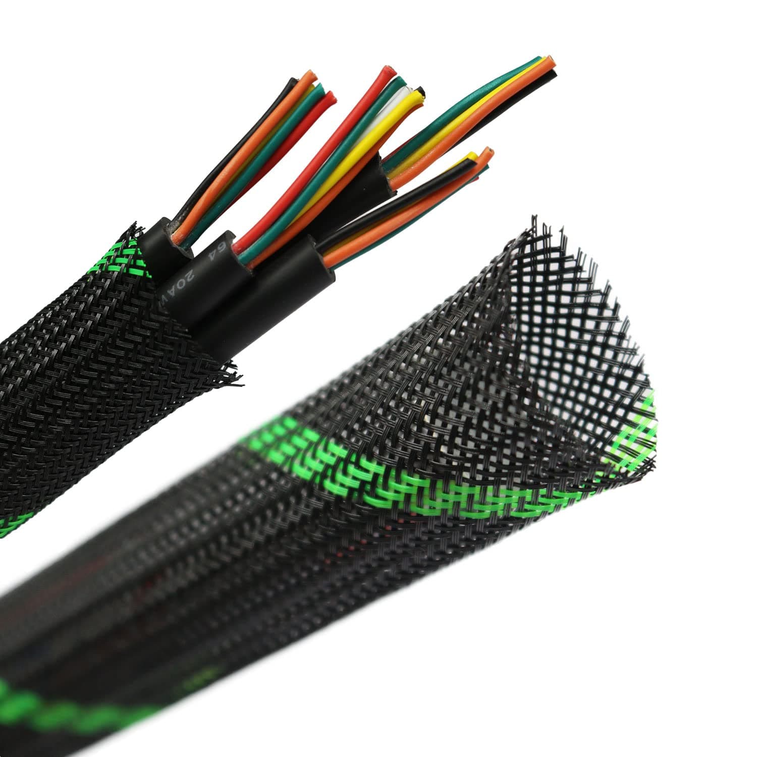 Striveday™ PET Expandable Sleeving wire Cable Sleeve (0.55" 33ft Green Black)
