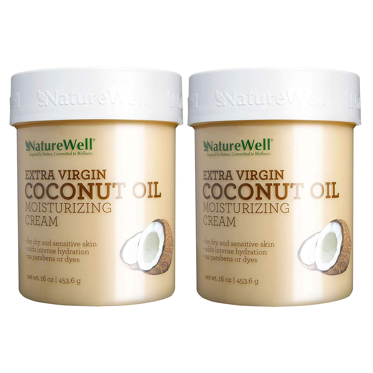 Naturewell Extra Virgin Coconut Oil Moisturizing Cream, 2Pack (453.5g Each)