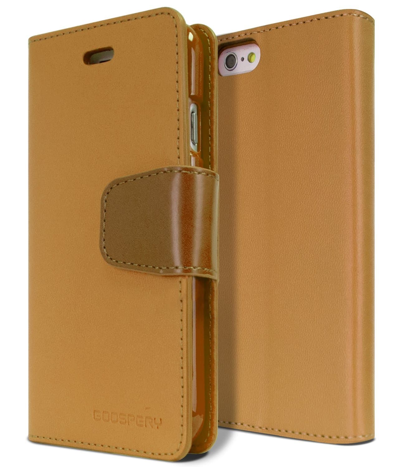 GOOSPERY Sonata Wallet for Apple iPhone 6S Plus Case (2015) iPhone 6 Plus Case (2014) Leather Stand Flip Cover (Camel) IP6P-SON-CAM
