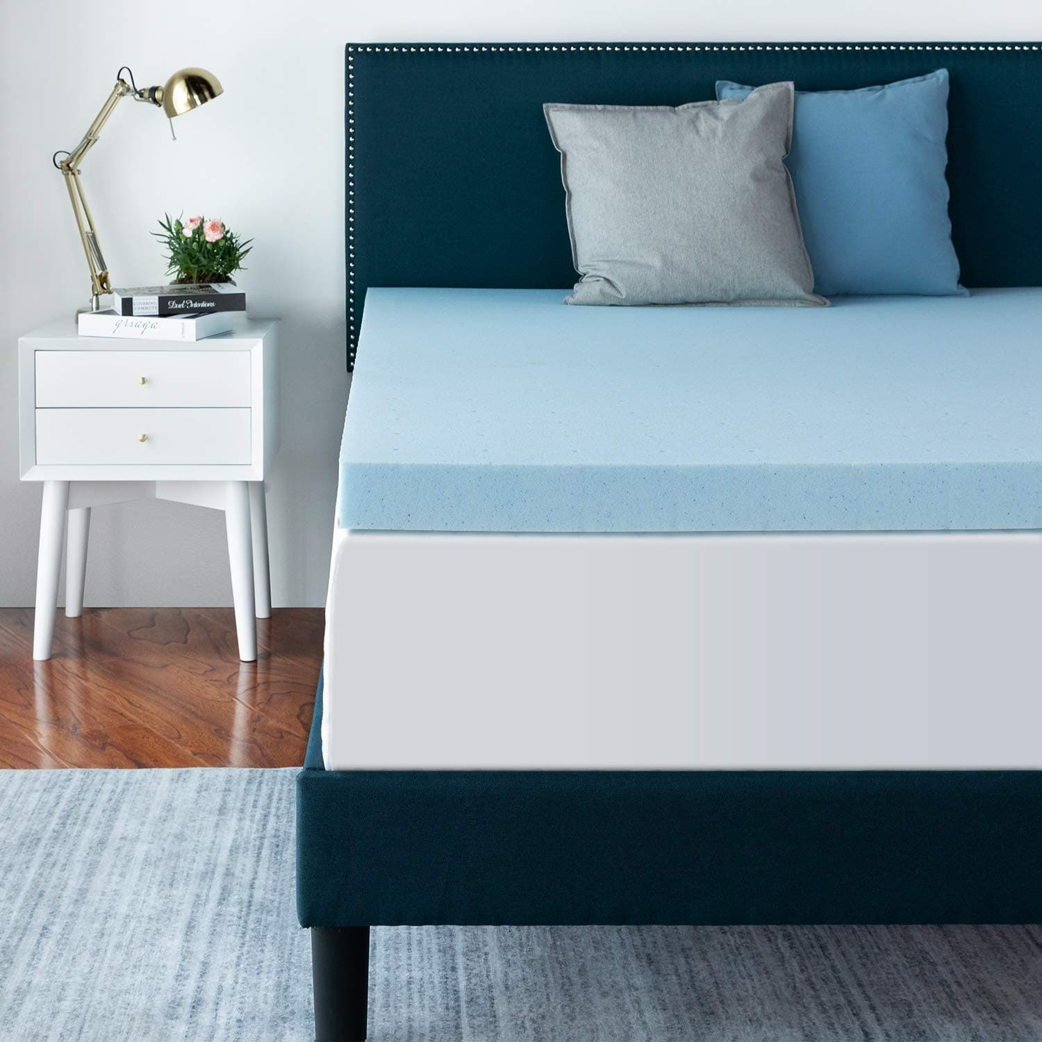 RUUF Mattress Topper Queen, 3 Inch Gel-Infused Memory Foam Mattress Topper - CertiPUR-US & Cloud-Like Softness, 60" x 80".