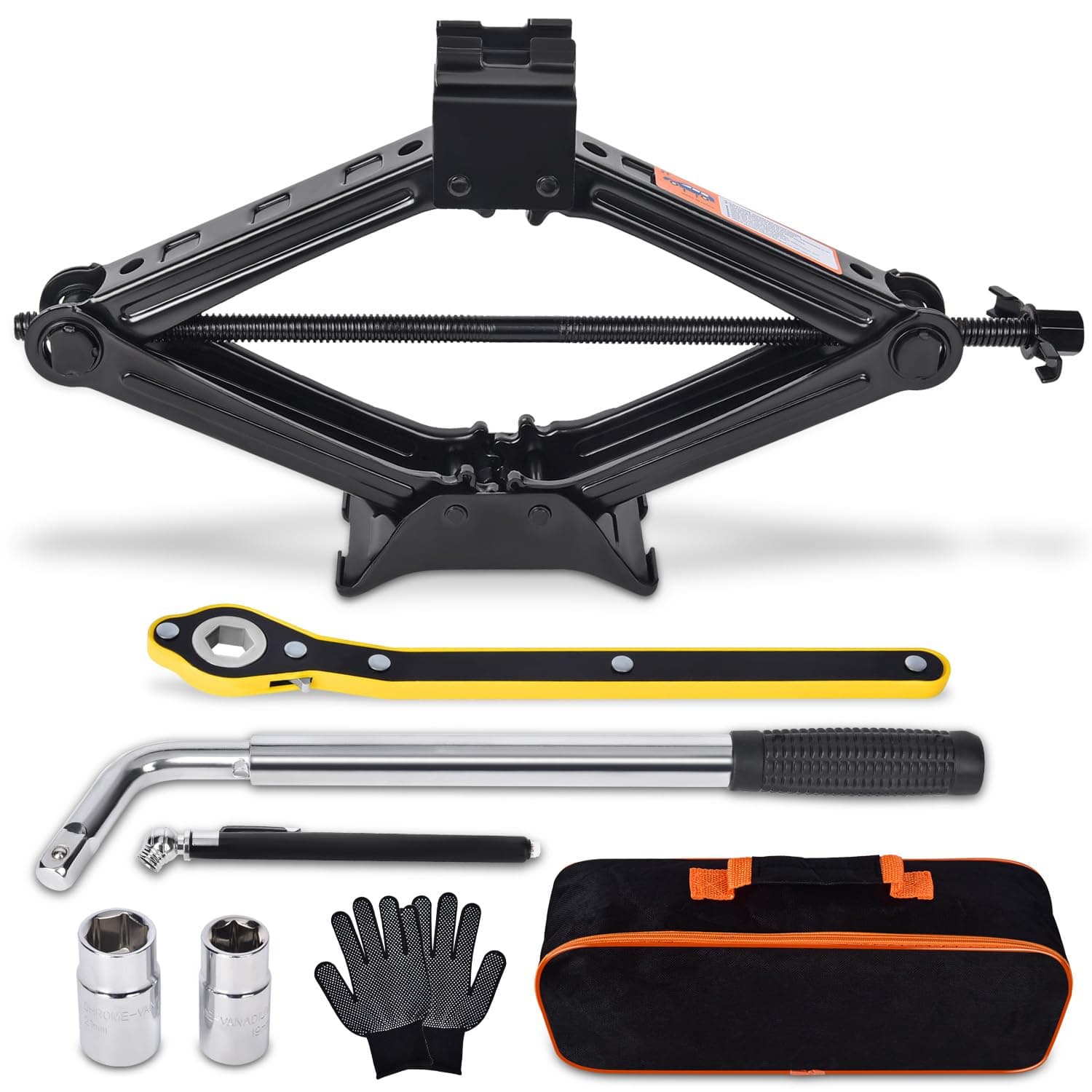 - Scissor Car Jack 2 Ton (4409 lbs) Tire Changing Kit with Lug Wrench - Emergency Kit for Car, SUV, MPV
