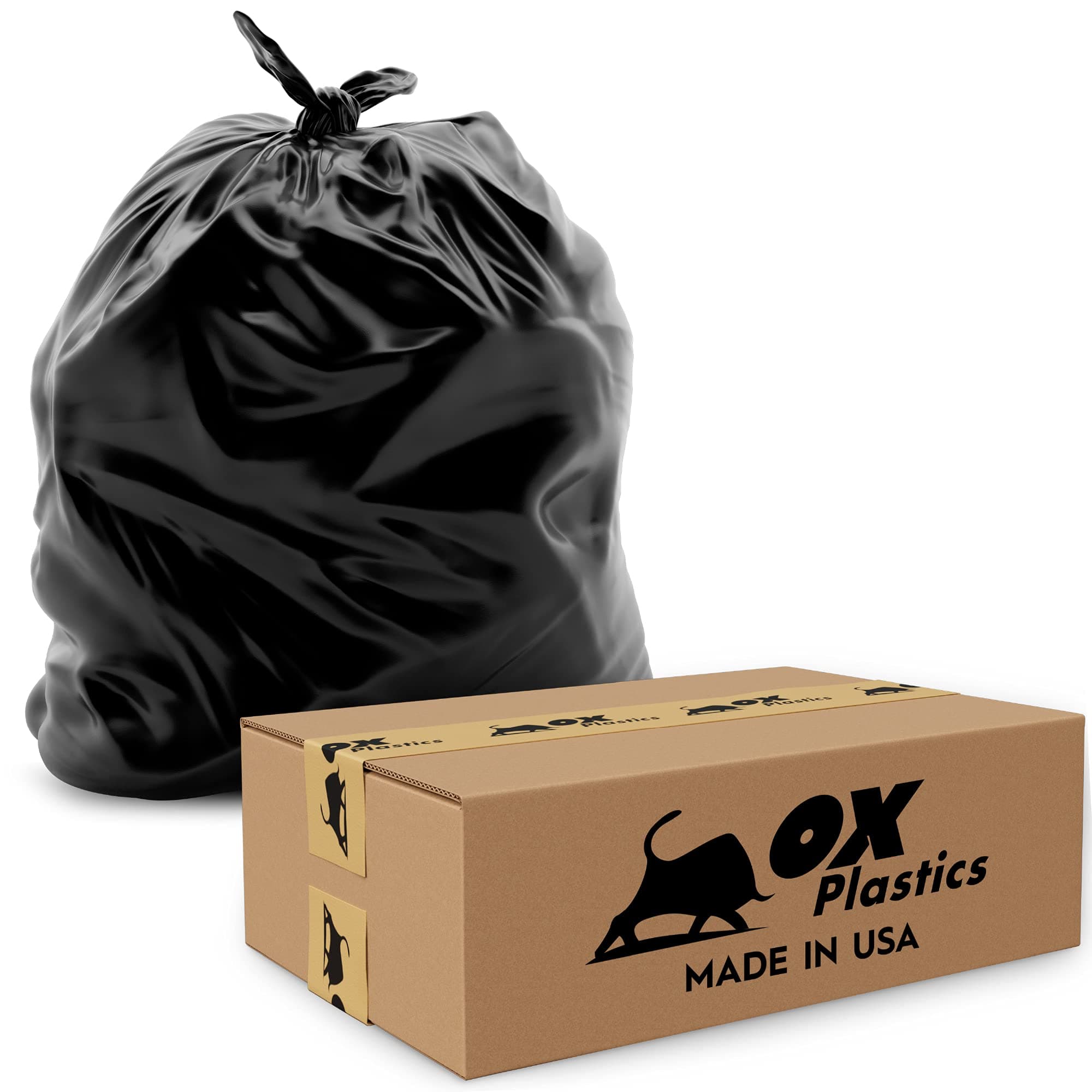 - 55 Gallon Trash Can Liners Bags - (50 Count) Capacity & 2mil Thick Extra Heavy Duty Strength - Large Garbage, Leak-Proof & Durable, House & Commercial Use Bags Black