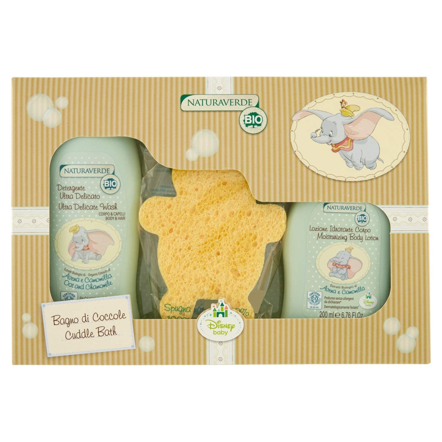 Disney Baby BIO ICEA Eco Bio Cosmetics Dumbo Baby Bath Gift Set, 3-Piece