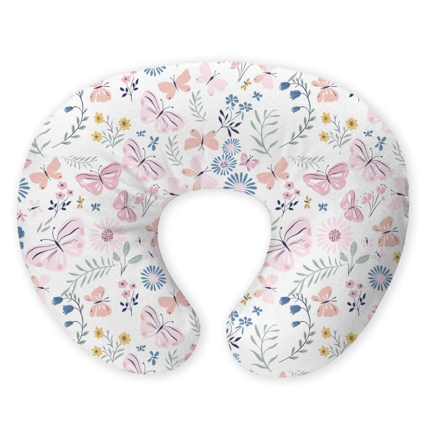 Baby Feeding Pillow for New Born Baby, Breastfeeding & Nursing Pillow with Removable Cover, Infant Support Cushion for 0–24 Months, Tummy Time Pillow (Butterfly Garden)