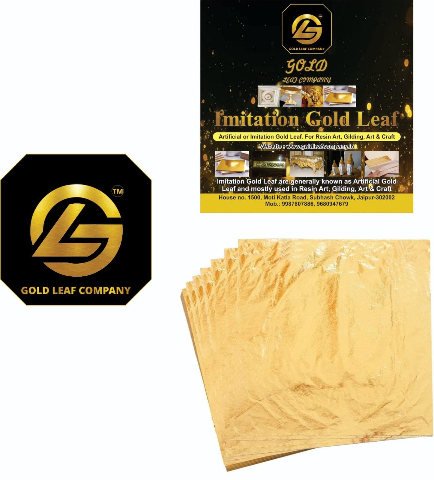 Used for Painting Home Decoration Art Craft Leafing glidding,ect 100 Sheets, 8 by 8.cm -Size 3.14 * 3.35 inhches (Gold)